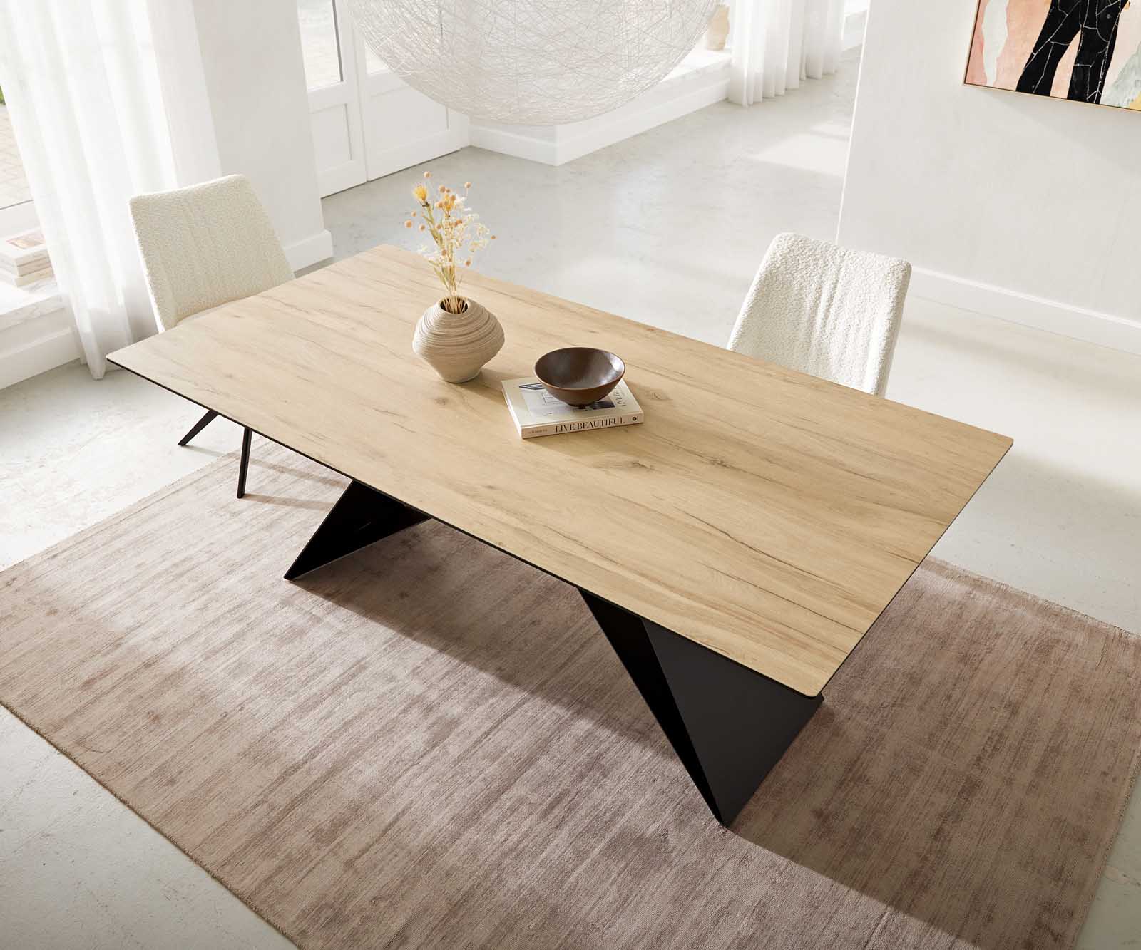 Esstisch Edge 200x100 Keramik Laminam® Sabbia Eichefarbig V-Gestell Flachstahl Schwarz 5 Esstisch Edge 200x100 Keramik Laminam® Sabbia Eichefarbig V-Gestell Flachstahl Schwarz 5