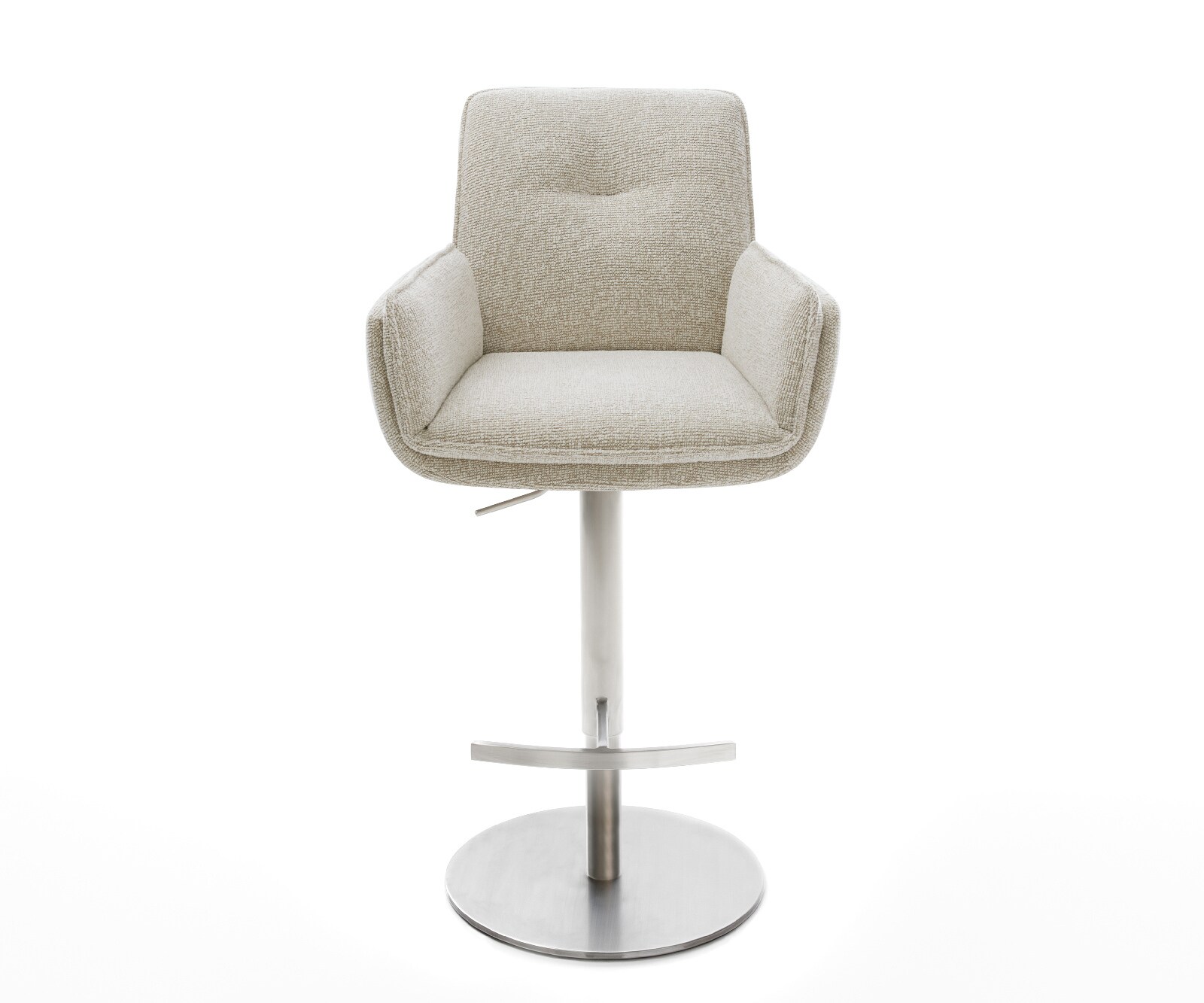 Barstuhl Nela-Flex Webstoff Soft Beige Drehfuß höhenverstellbar Edelstahl Silberfarben 1