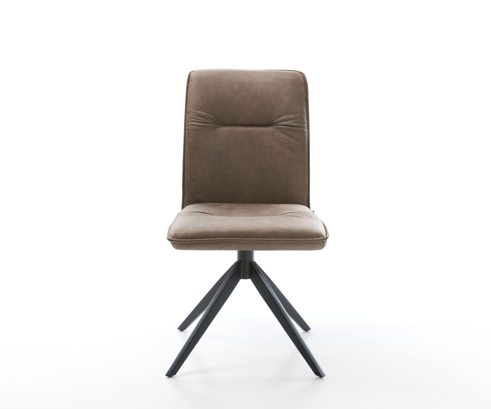 Drehstuhl Vinjo-Flex Mikrofaser Taupe Vintage Kreuzgestell breit Schwarz 360° drehbar Wippfunktion 2