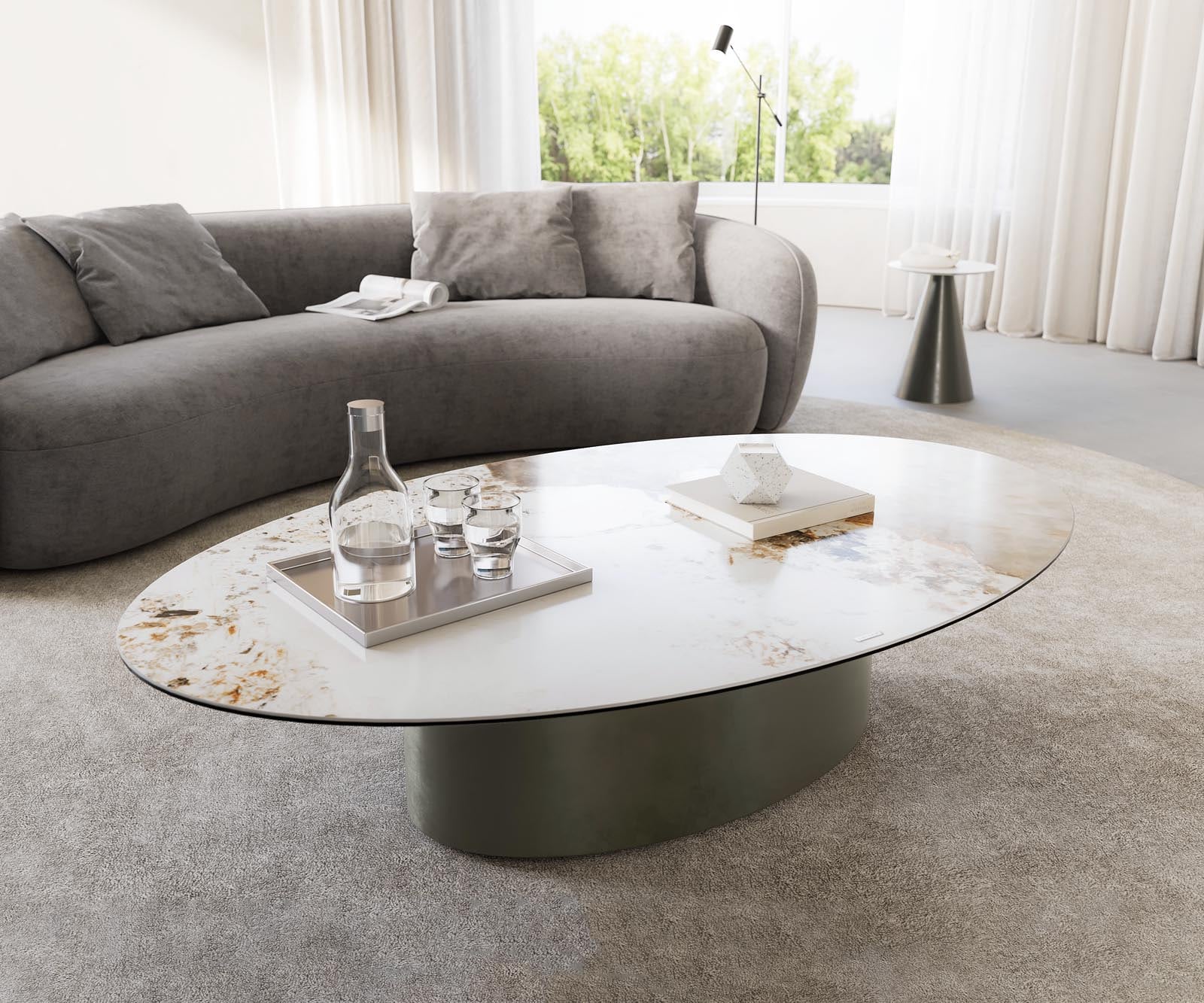 Couchtisch Casilda 150x90 cm Keramik Minas Melange Weiß-Beige Mittelfuß Effektfinish Titan 8 Couchtisch Casilda 150x90 cm Keramik Minas Melange Weiß-Beige Mittelfuß Effektfinish Titan 8