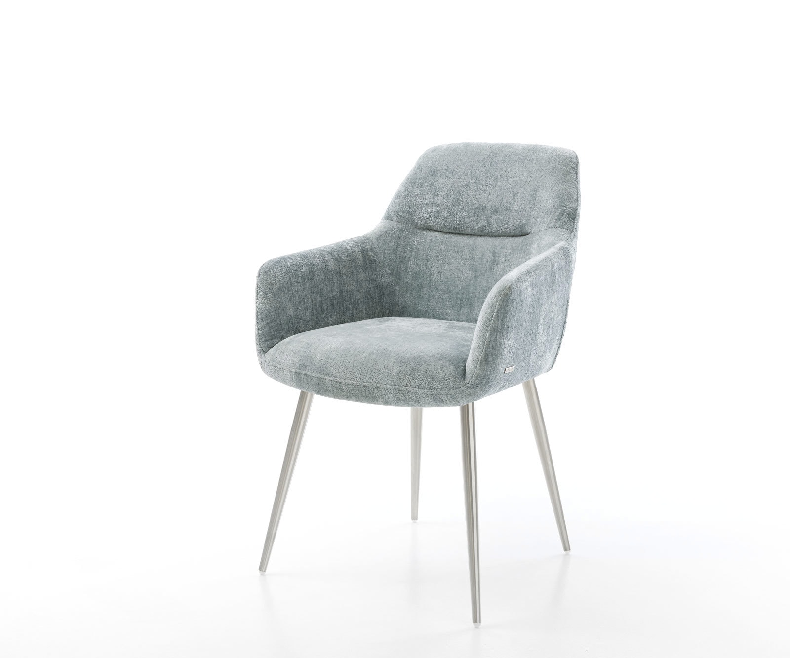 Esszimmerstuhl Pejo-Flex Chenille Pastellblau 4-Fuß konisch Edelstahl Tasch günstig online kaufen