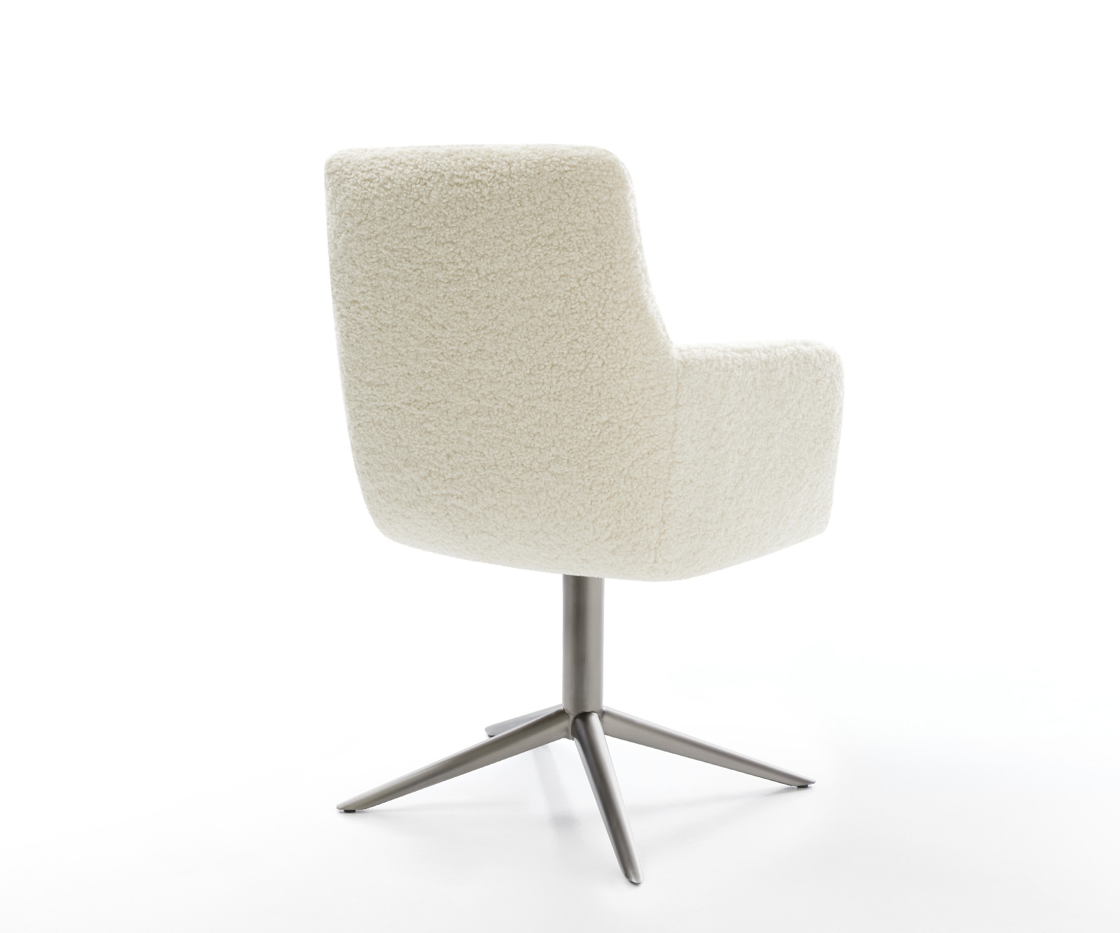 Drehstuhl Heira-Flex mit Armlehnen Teddystoff Beige Fußkreuz Graphit 360° drehbar Wippfunktion Taschenfederkern 4