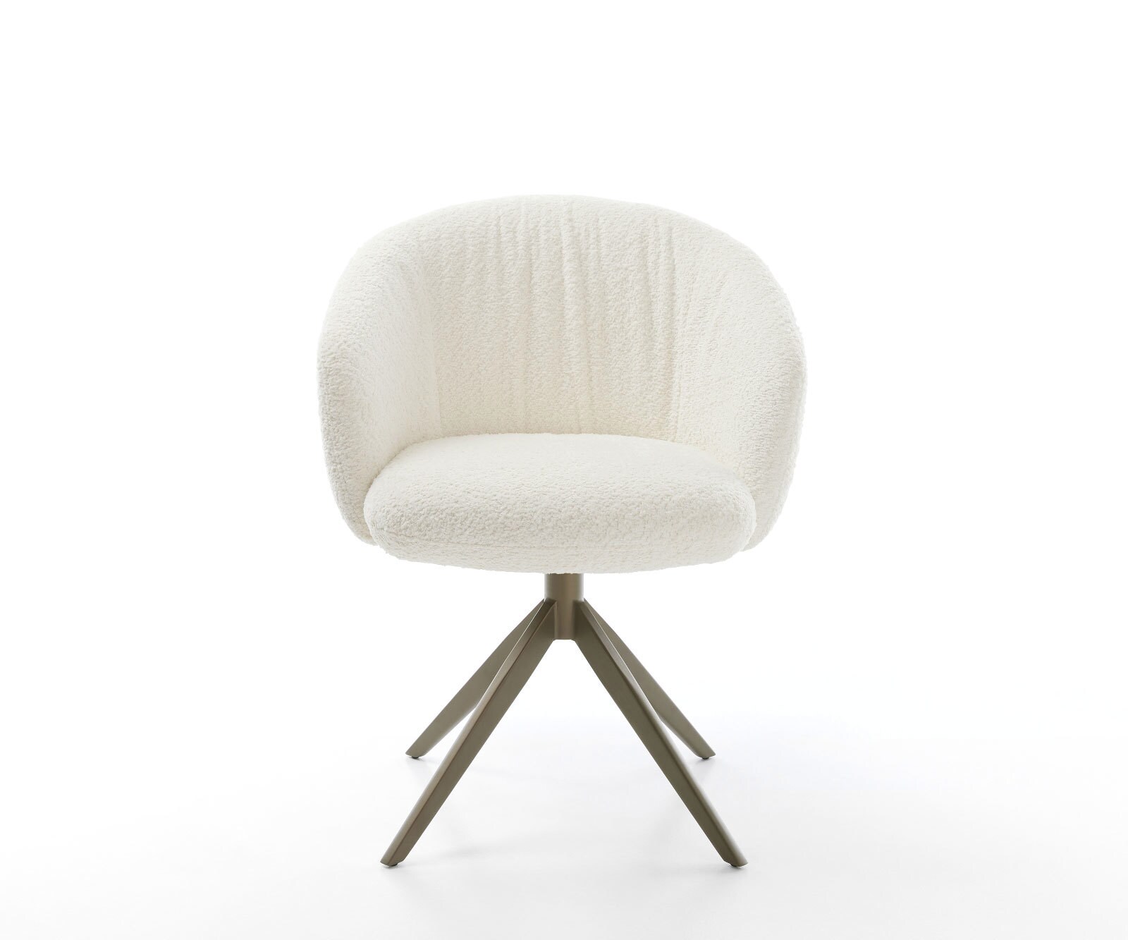 Drehstuhl Caja-Flex mit Armlehnen Bouclé Weiß Kreuzgestell breit Effektfinish Titan 360° drehbar Wippfunktion Taschenfederkern 1