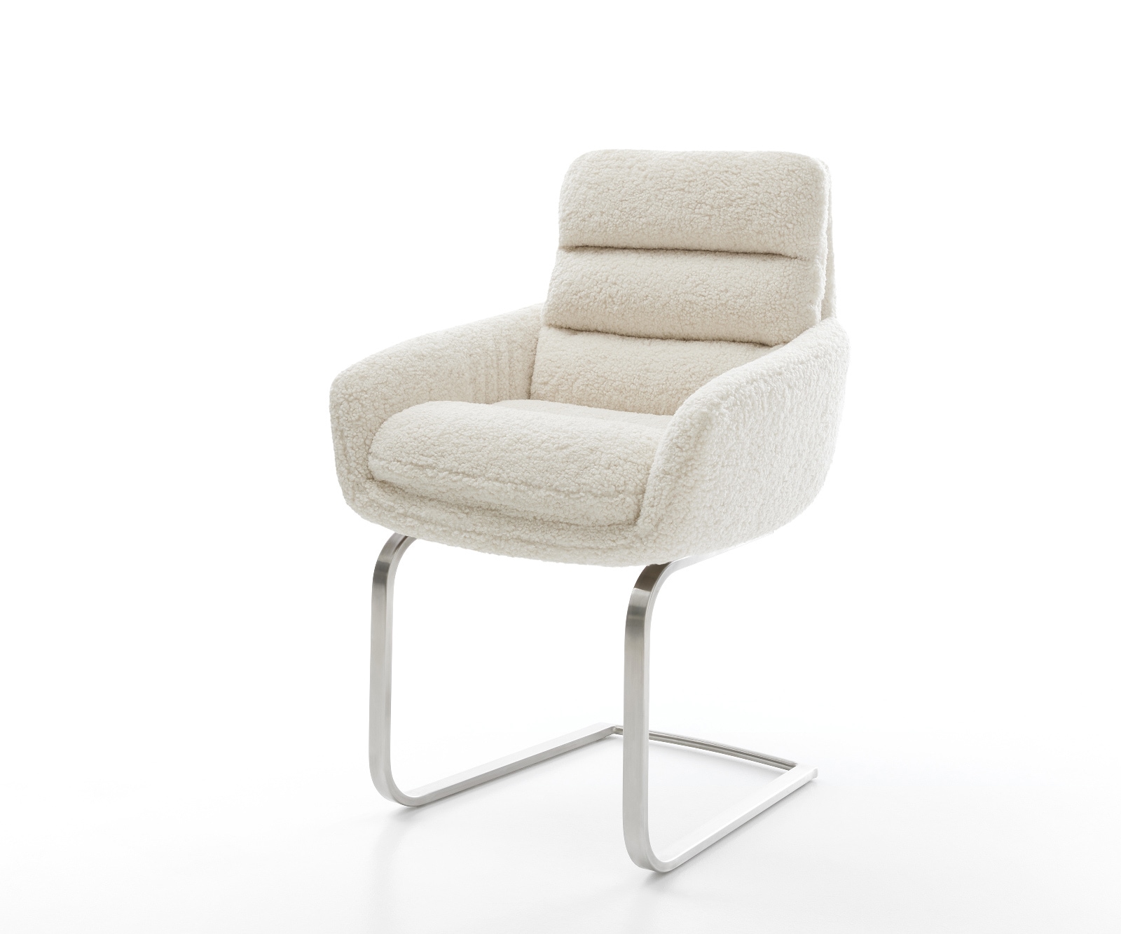 Freischwinger Abelia-Flex mit Armlehnen Teddystoff Beige Freischwinger flach Edelstahl