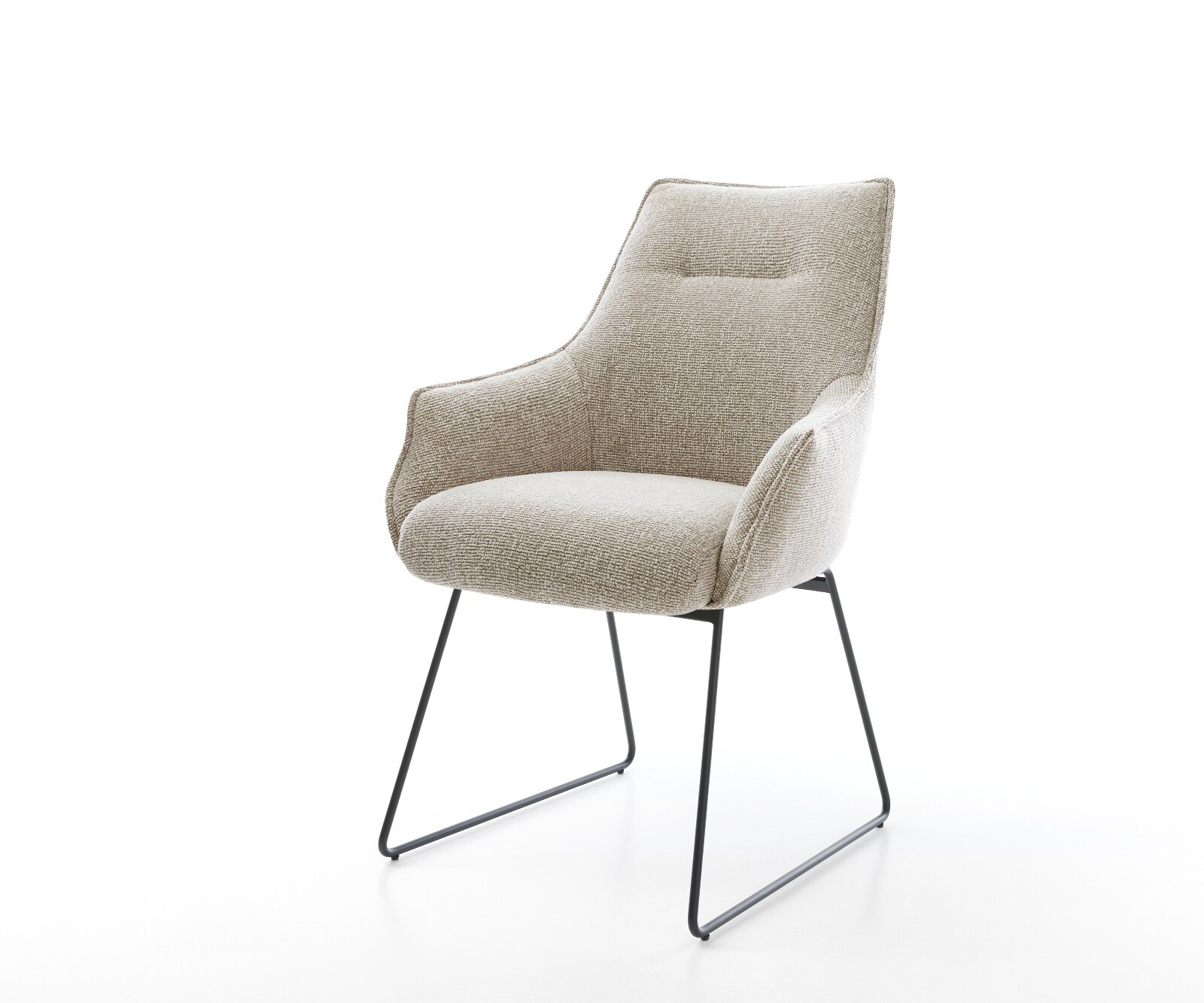 Esszimmerstuhl Alja-Flex mit Armlehnen Webstoff Soft Beige Kufengestell Sch günstig online kaufen