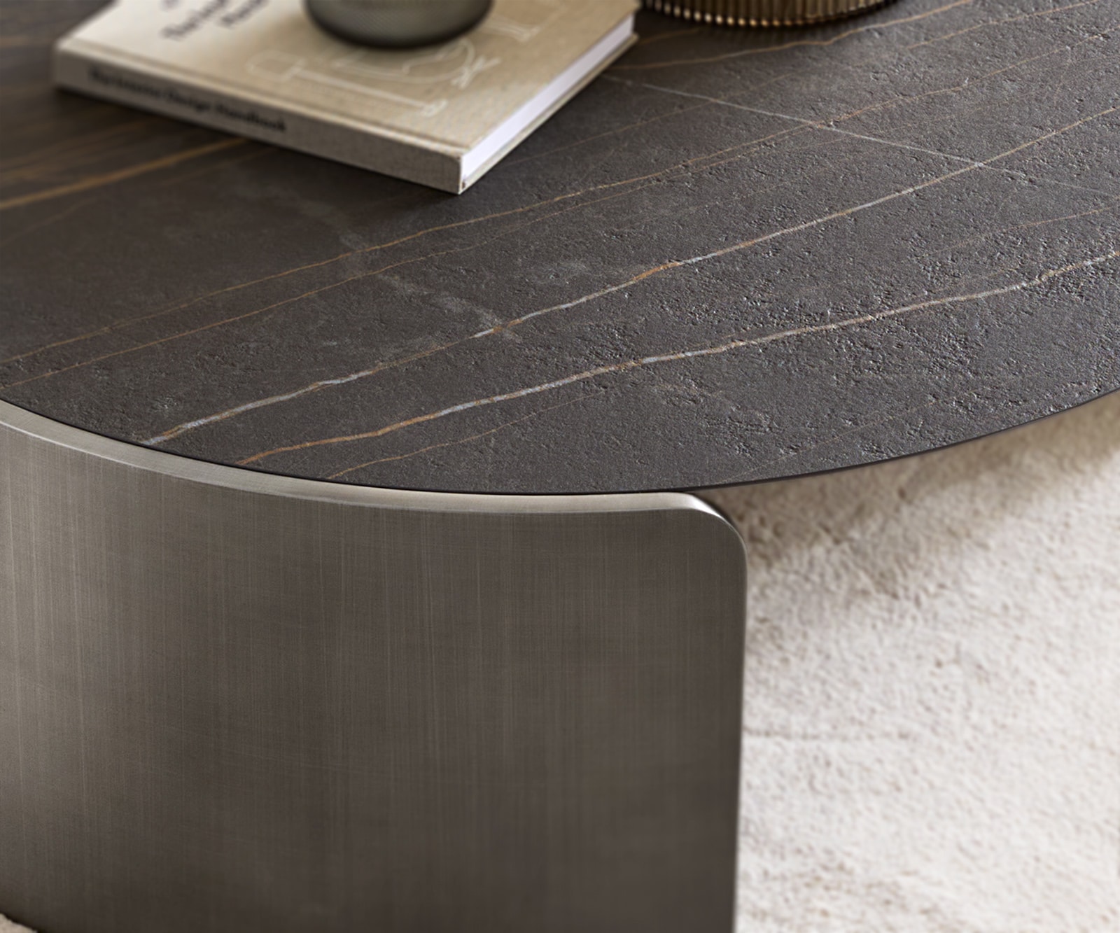 Couchtisch Haru 90x35 cm Keramik Laminam® Noir Desir Braun Metallic Silber 3