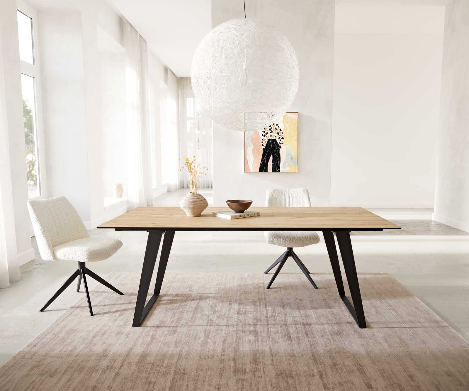 Esstisch Edge 200x100 Keramik Laminam® Sabbia Eichefarbig Metall Schräg Schwarz Esstisch Edge 200x100 Keramik Laminam® Sabbia Eichefarbig Metall Schräg Schwarz