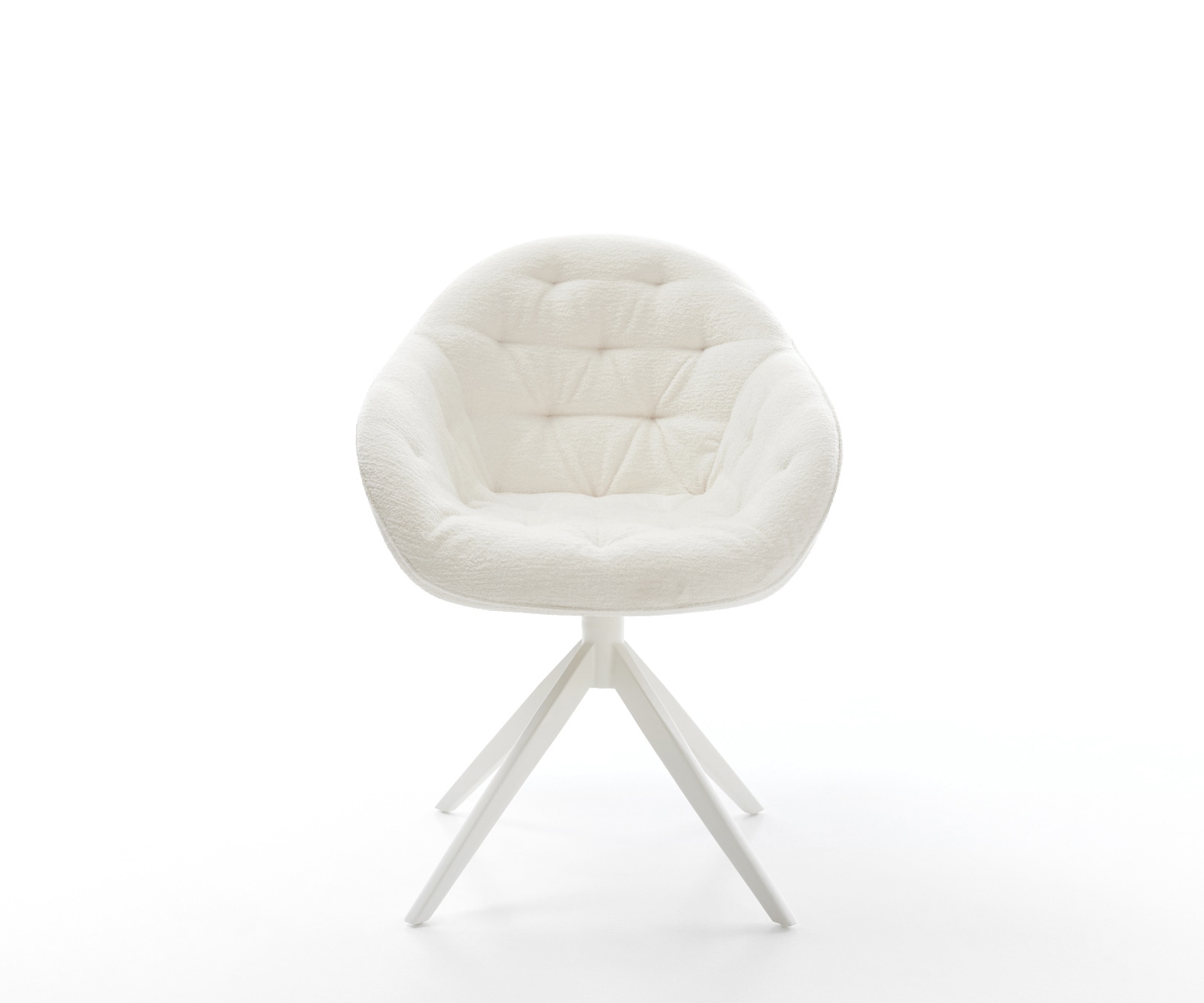 Drehstuhl Gaio-Flex Bouclé Soft Beige Kreuzgestell breit Weiß 360° drehbar Wippfunktion 2