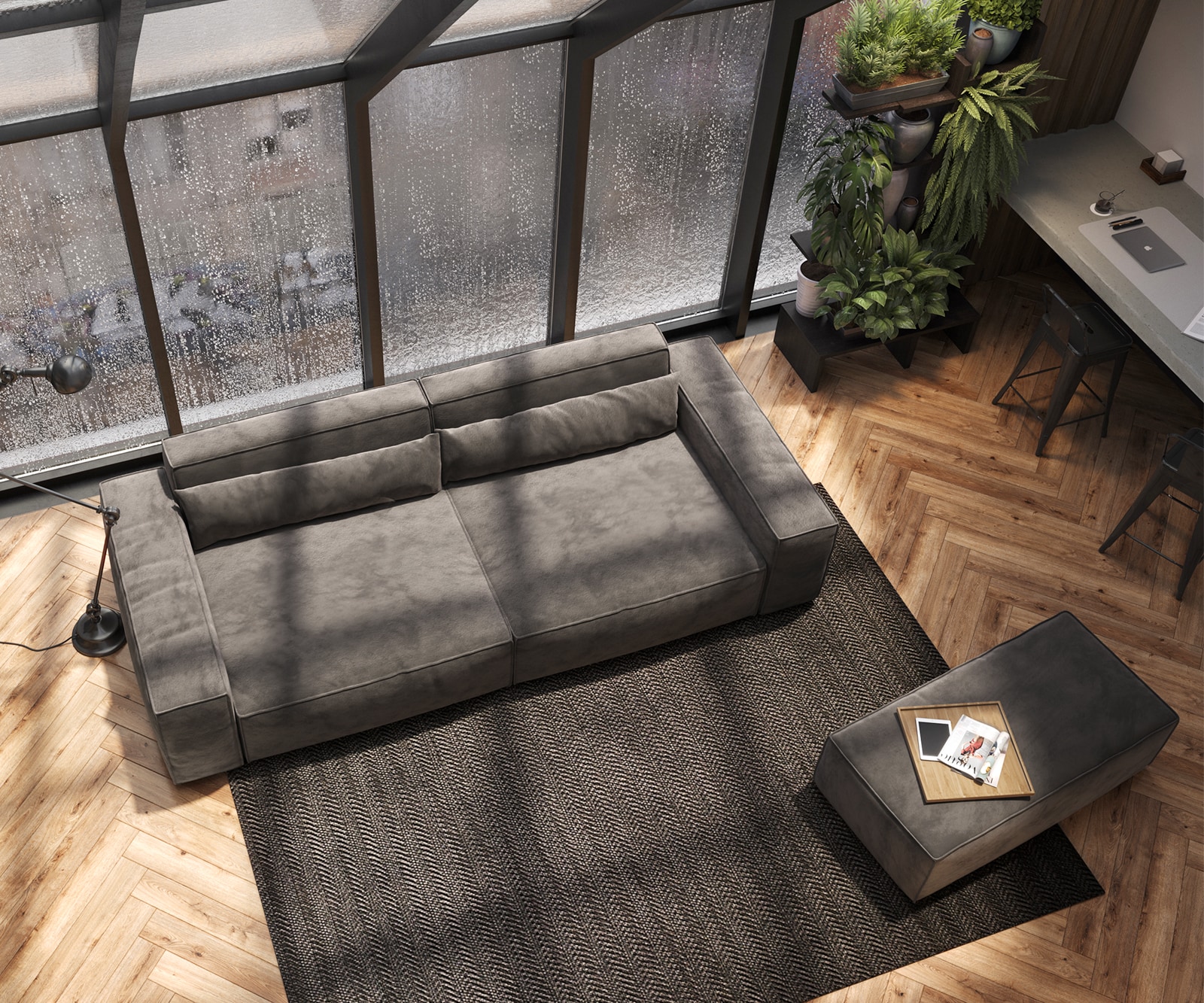 Big-Sofa Sirpio XL 270x130 cm Mikrofaser Khakibraun mit Hocker 4 Big-Sofa Sirpio XL 270x130 cm Mikrofaser Khakibraun mit Hocker 4