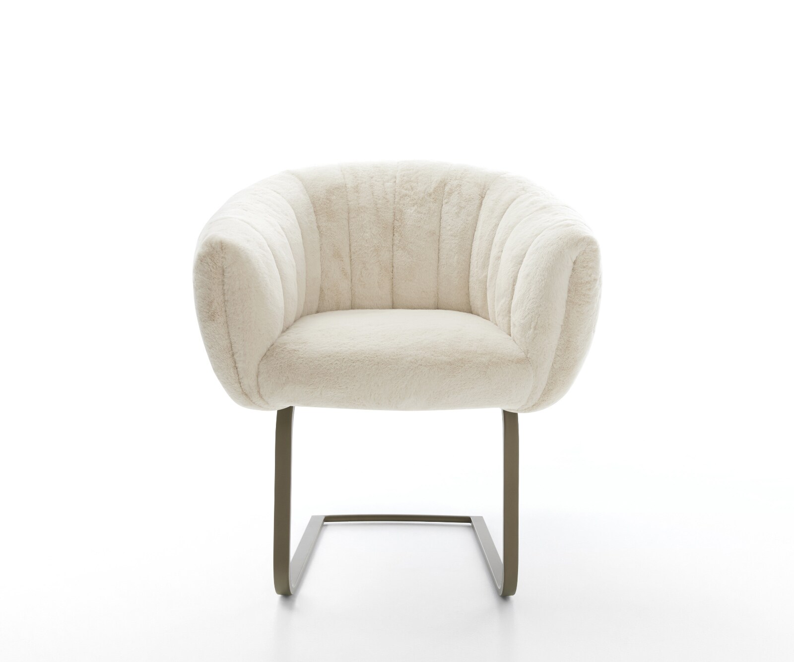 Freischwinger Jada-Flex Plüsch Creme-Weiß Freischwinger flach Effektfinish Titan Taschenfederkern 2