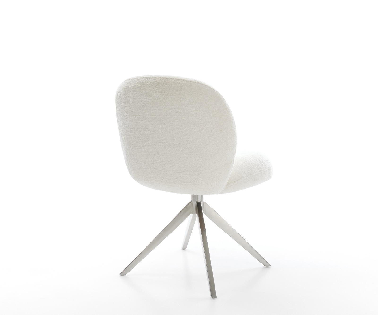 Drehstuhl Nube-Flex Bouclé Soft Beige Kreuzgestell breit Edelstahl 360° drehbar Wippfunktion Taschenfederkern 5