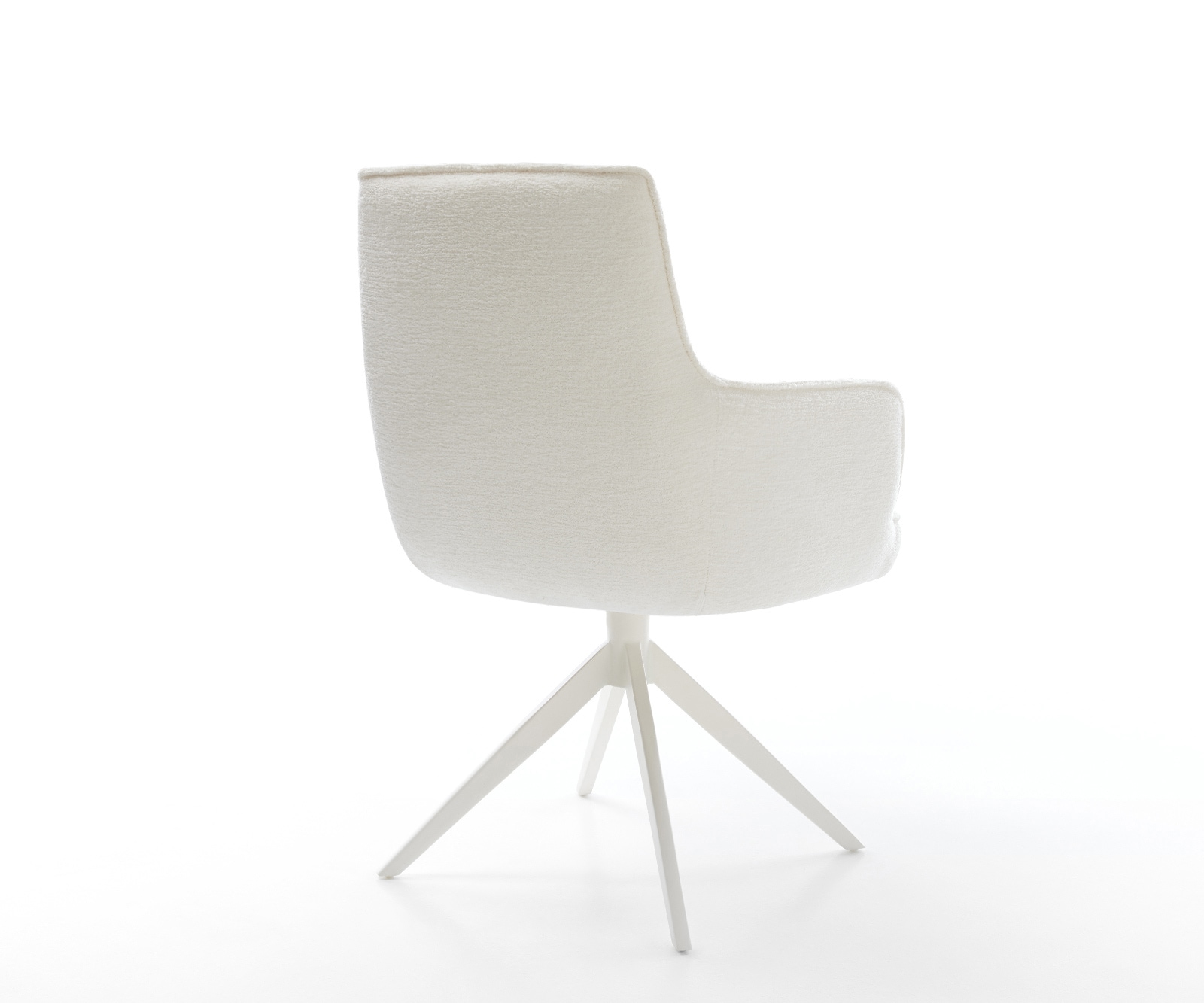 Drehstuhl Heira-Flex mit Armlehnen Bouclé Soft Beige Kreuzgestell breit Weiß 360° drehbar Wippfunktion Taschenfederkern 4