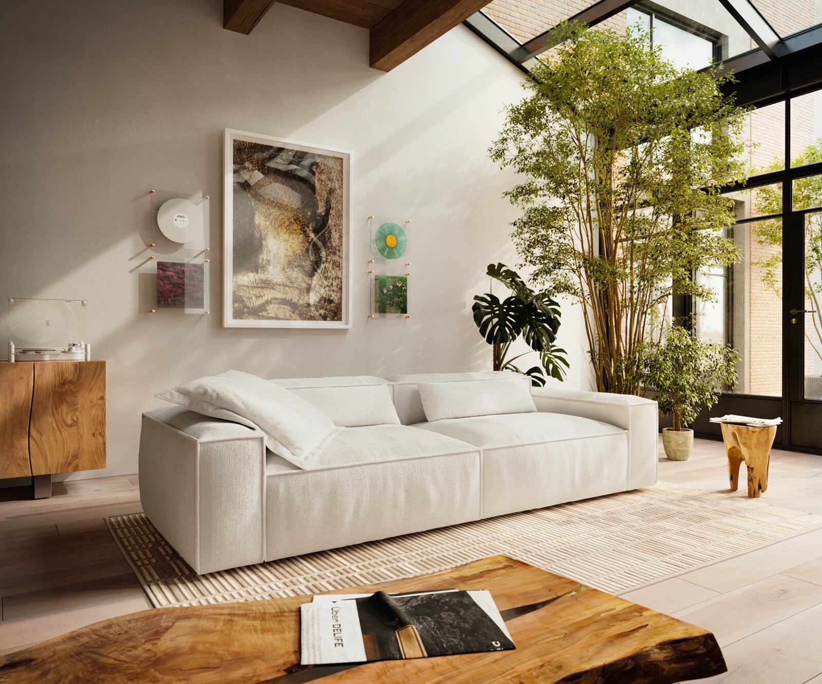 Big-Sofa Freestyle Cozy 280x110 cm Bouclé Soft Beige 1