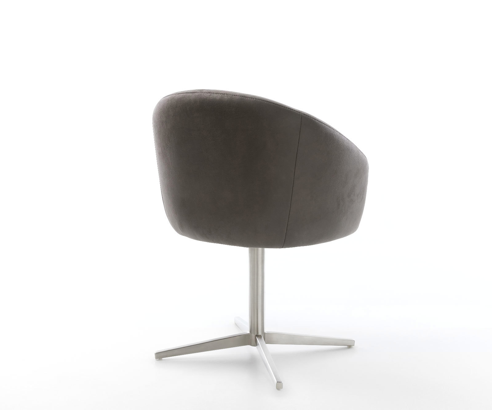 Drehstuhl Caja-Flex mit Armlehnen Mikrofaser Anthrazit Vintage Fußkreuz Edelstahl 360° drehbar Taschenfederkern 4