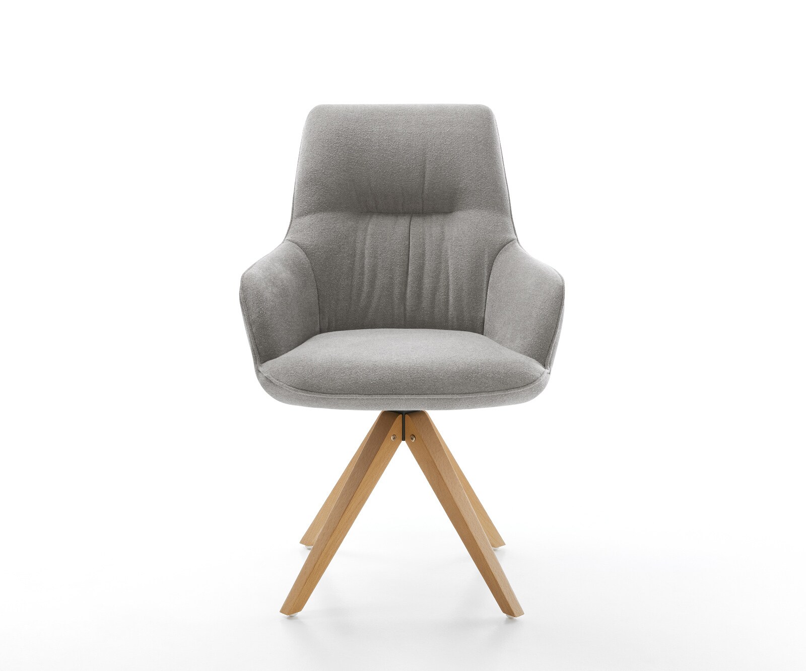 Drehstuhl Zelia-Flex mit Armlehnen Strukturstoff Soft Grau Holzgestell kantig Natur 180° drehbar Taschenfederkern 1