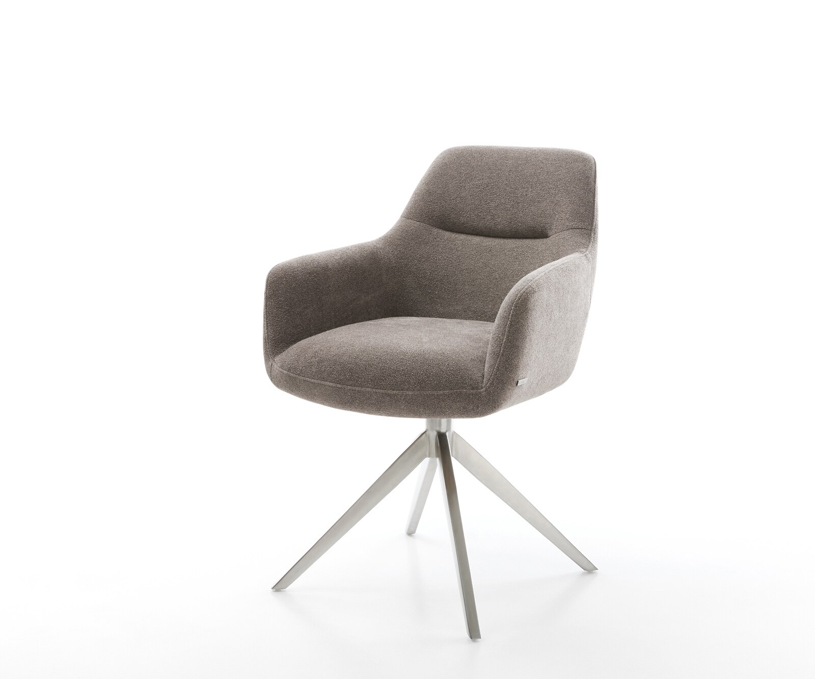 Drehstuhl Pejo-Flex Strukturstoff Soft Taupe Kreuzgestell breit Edelstahl 360° drehbar Wippfunktion Taschenfederkern