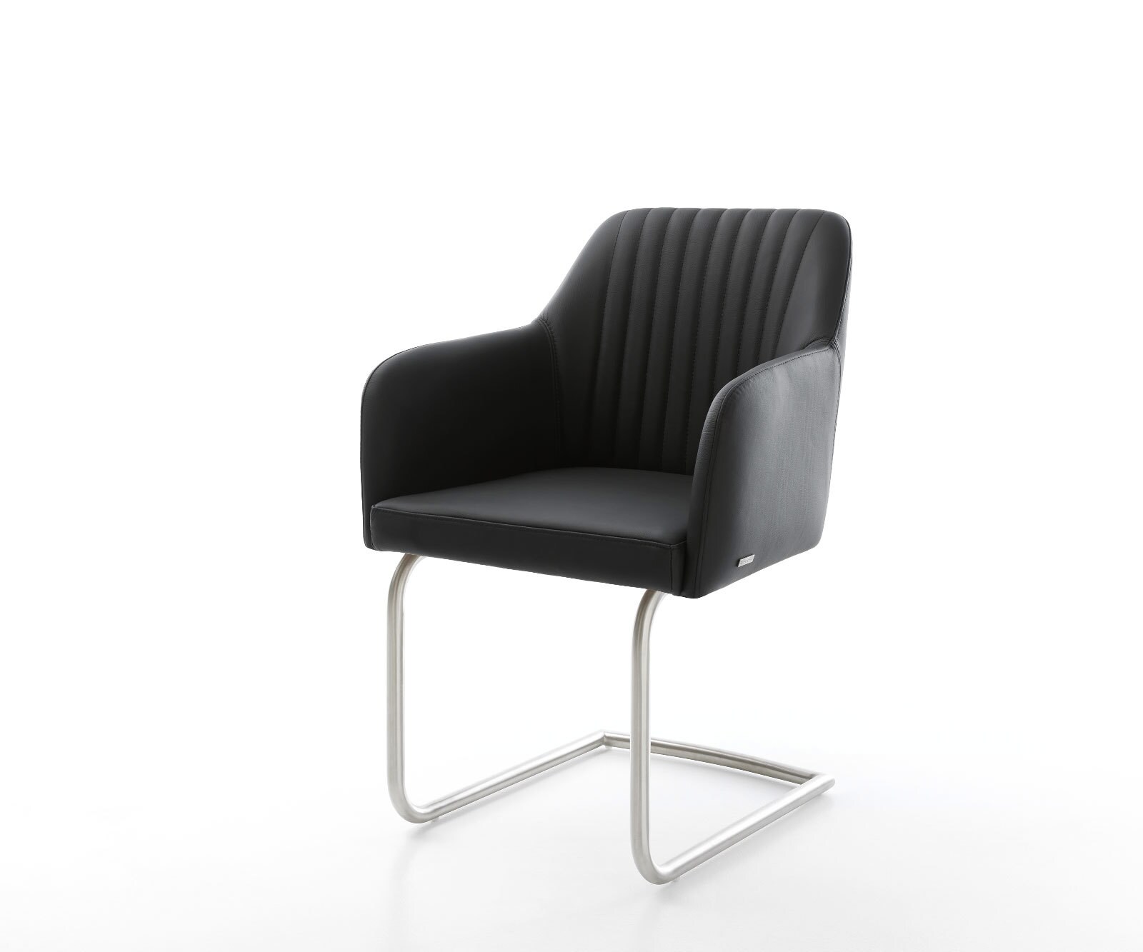Freischwinger Greg-Flex Echt-Leder Schwarz Freischwinger rund Edelstahl Taschenfederkern