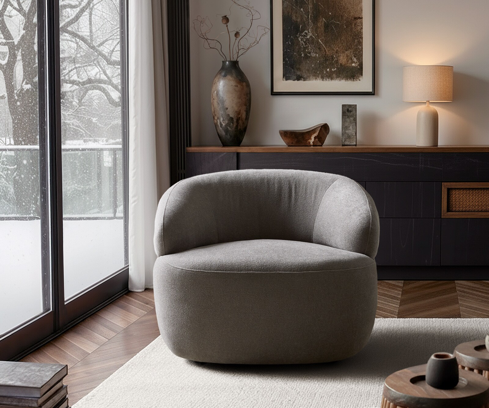 Loungesessel Nova 88x88 cm Strukturstoff Soft Grau 1