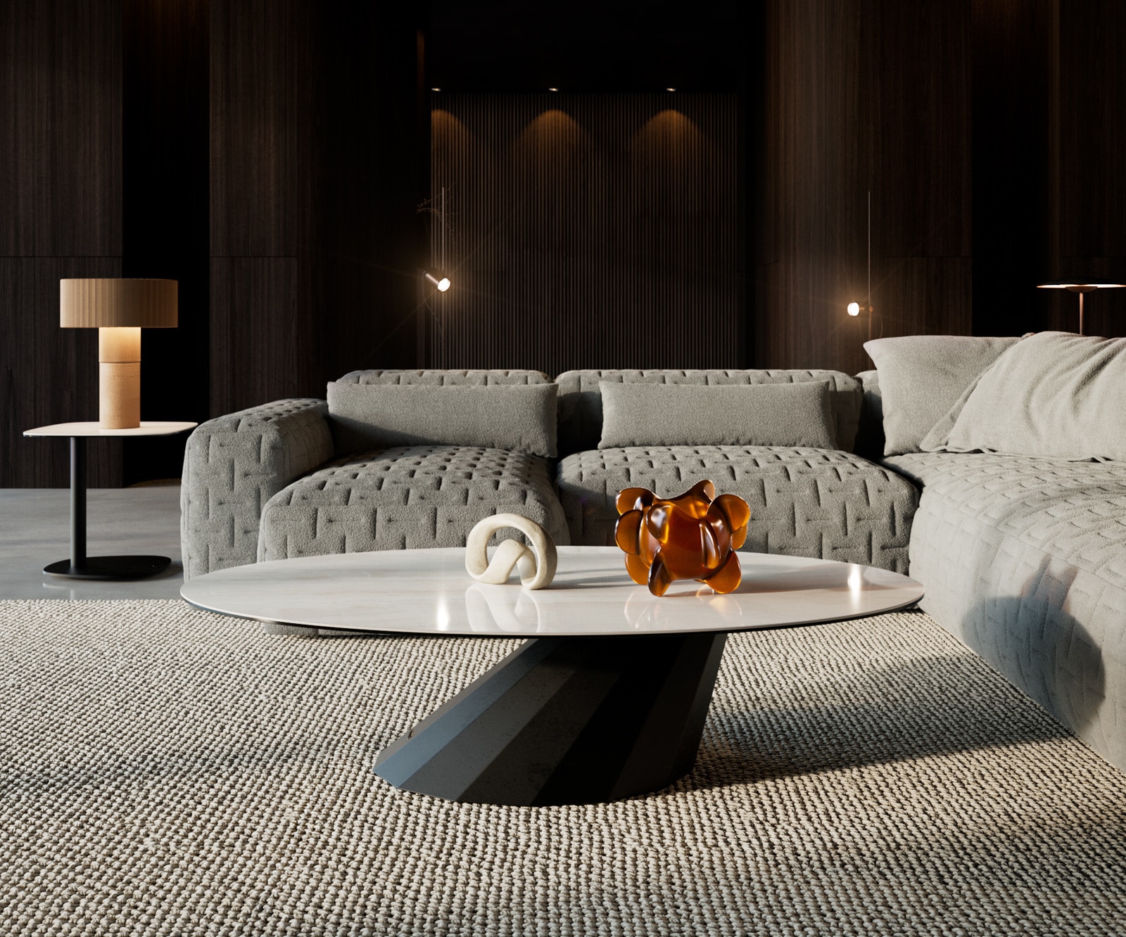 Couchtisch Edge Oval 140x80 cm Keramik Onyx Champagne Parabi Metall Schwarz 1
