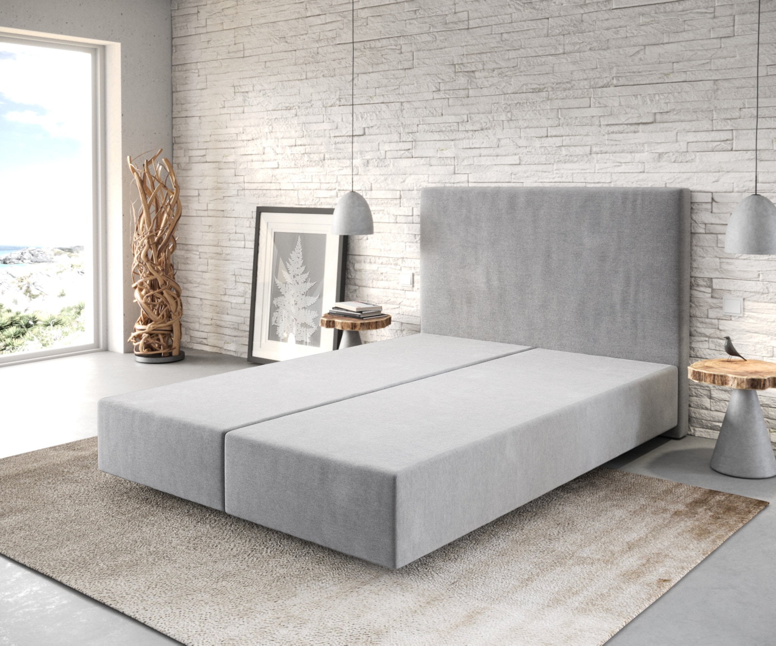 Boxspringgestell Dream-Well 140x200 cm Mikrofaser Grau Boxspringgestell Dream-Well 140x200 cm Mikrofaser Grau