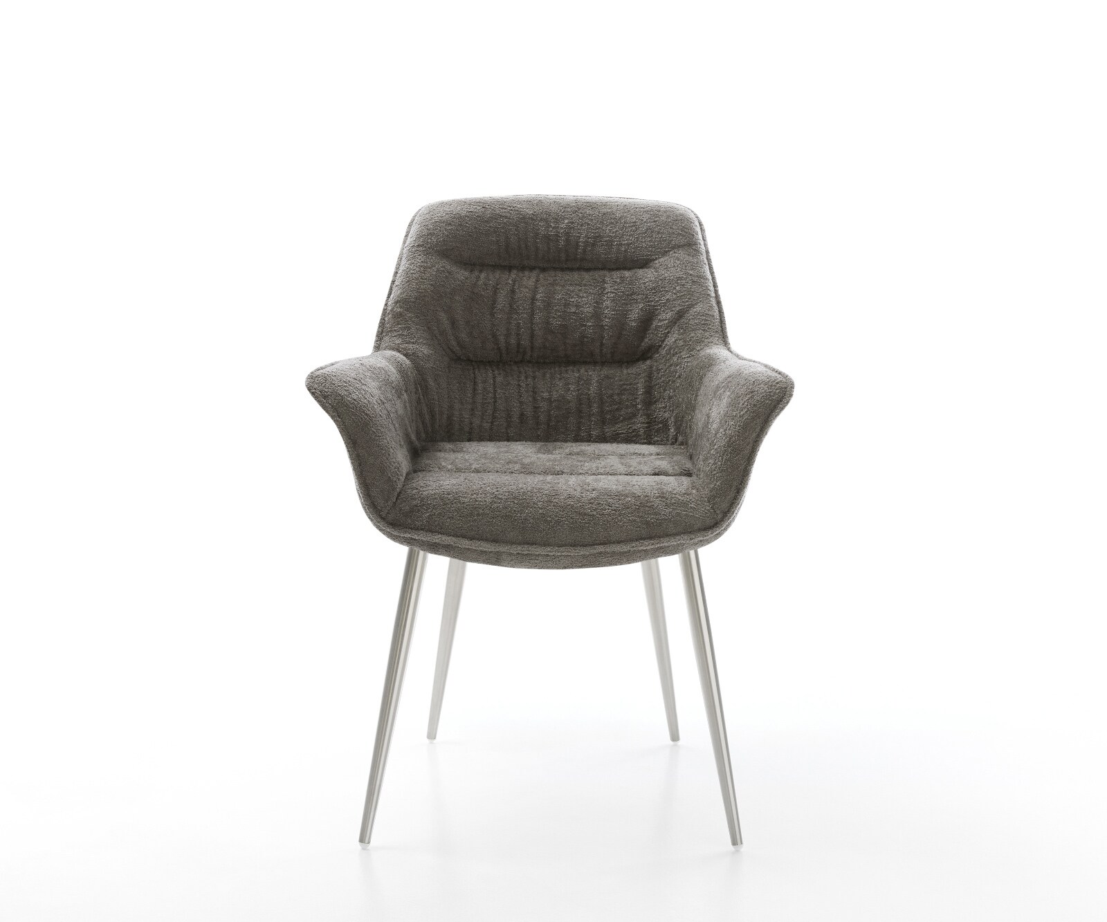Esszimmerstuhl Kaira-Flex Bouclé Soft Schlamm 4-Fuß konisch Edelstahl 1