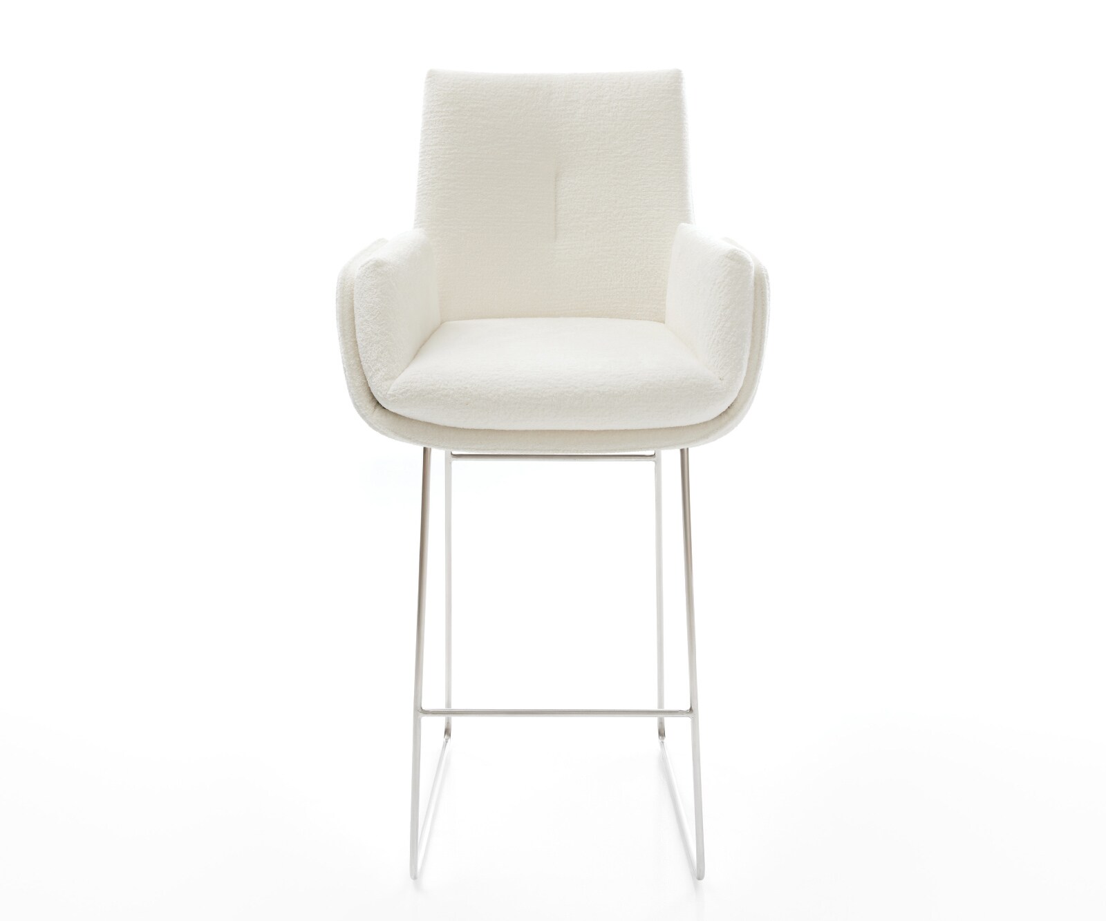 Barstuhl Clea-Flex Bouclé Soft Beige Kufengestell Edelstahl Silberfarben 2