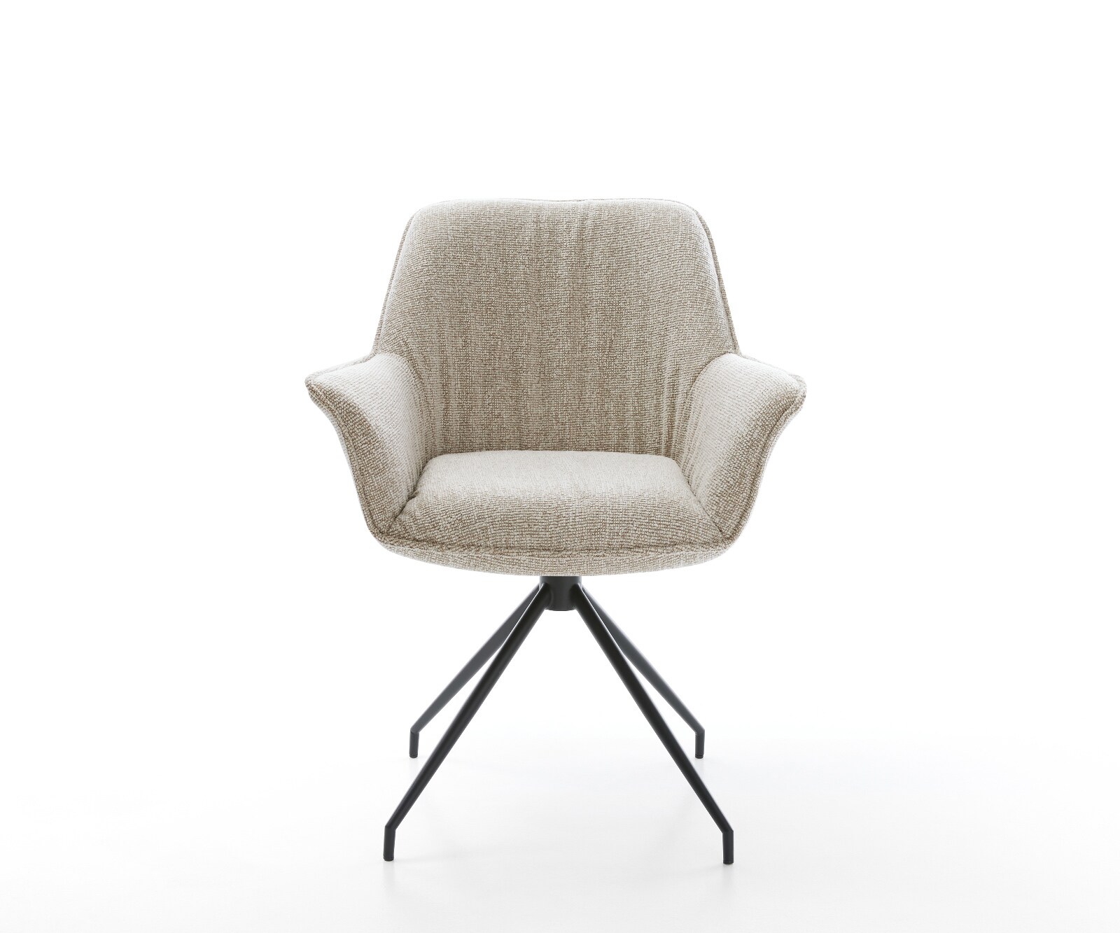 Esszimmerstuhl Keila-Flex mit Armlehnen Webstoff Soft Beige Kreuzgestell konisch Schwarz 2