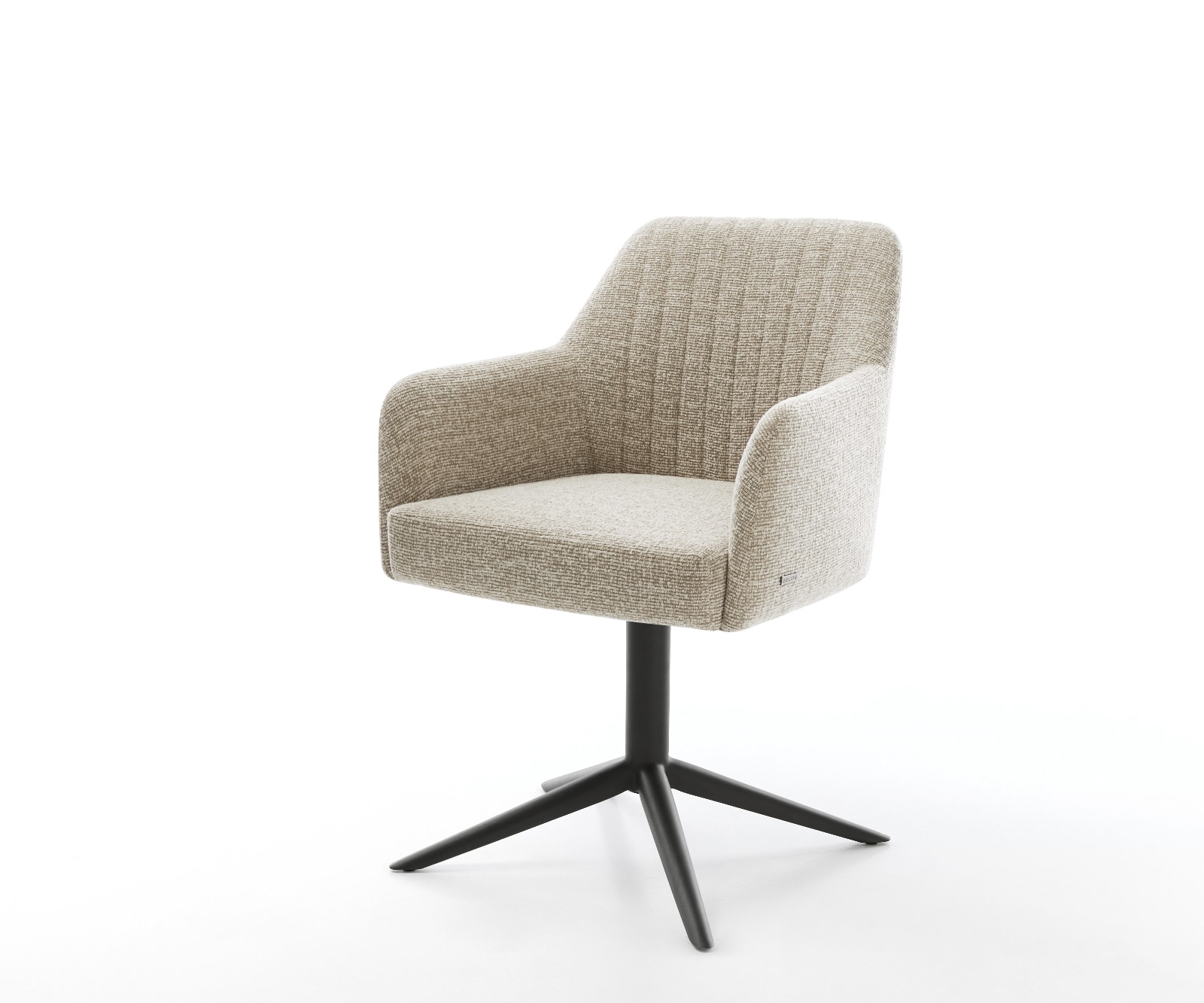 Drehstuhl Greg-Flex Webstoff Soft Beige Fußkreuz Schwarz 360° drehbar Wippfunktion Taschenfederkern