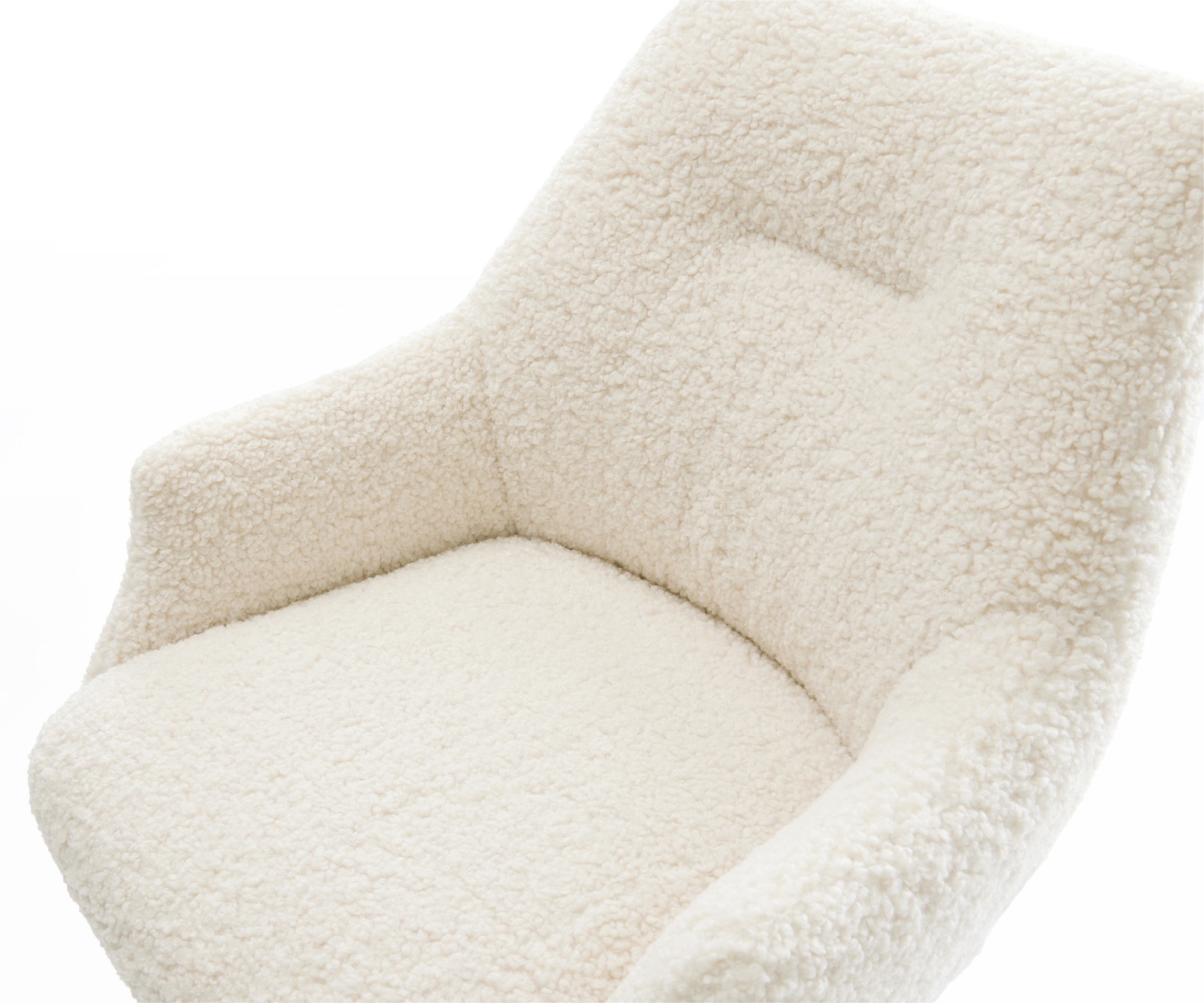 Barstuhl Alja-Flex Teddystoff Beige Drehfuß höhenverstellbar Metall Weiß Taschenfederkern 4