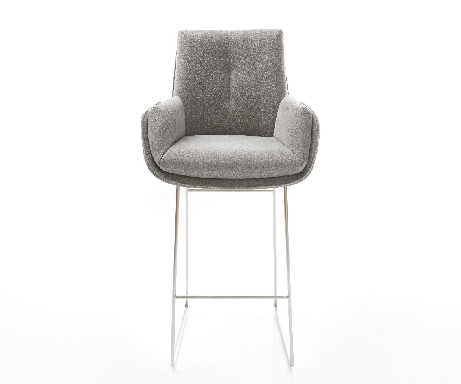 Barstuhl Clea-Flex Strukturstoff Soft Grau Kufengestell Edelstahl 2