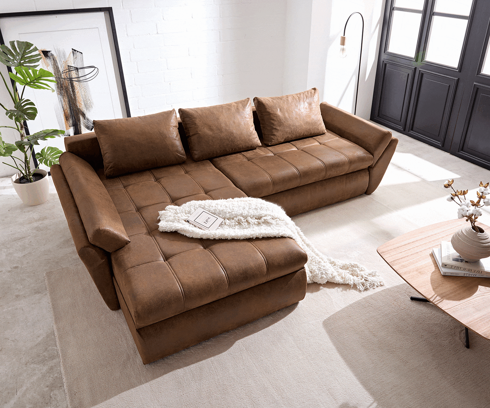 Ecksofa Loana 275x185 cm Braun mit Schlaffunktion  4 Ecksofa Loana 275x185 cm Braun mit Schlaffunktion  4