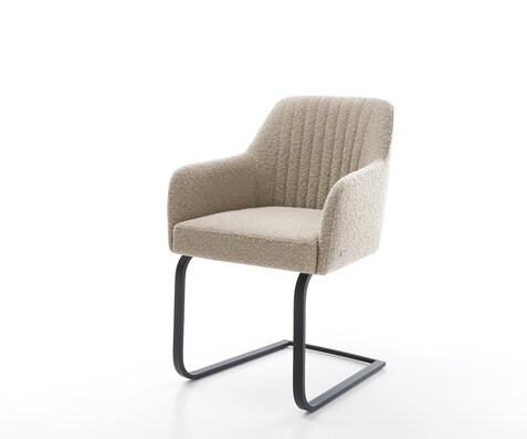 Freischwinger Greg-Flex Bouclé Schlamm Freischwinger flach Schwarz Taschenfederkern