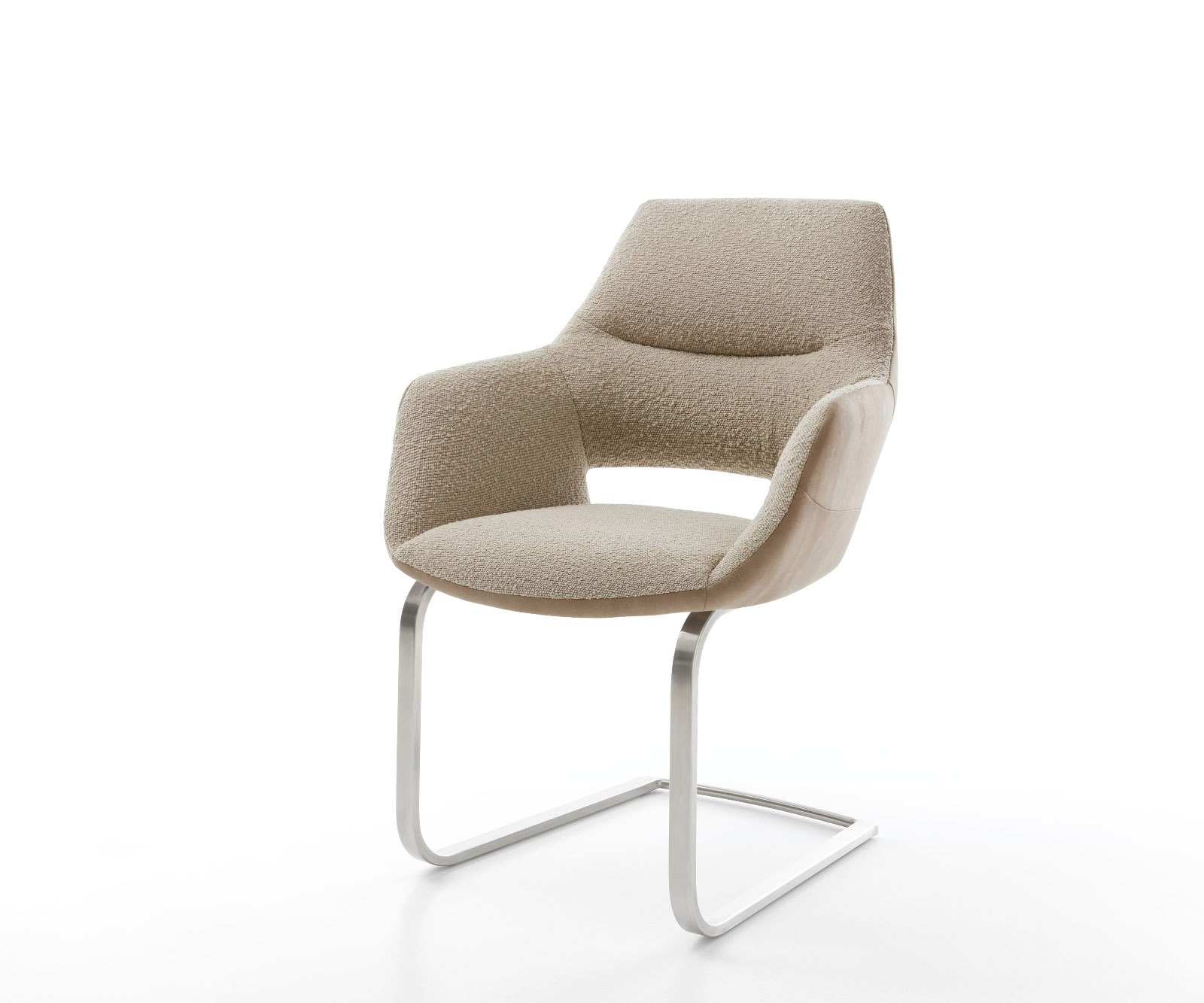 Freischwinger Yago-Flex mit Armlehnen Materialmix Schlamm Freischwinger flach Edelstahl Taschenfederkern Freischwinger Yago-Flex mit Armlehnen Materialmix Schlamm Freischwinger flach Edelstahl Taschenfederkern