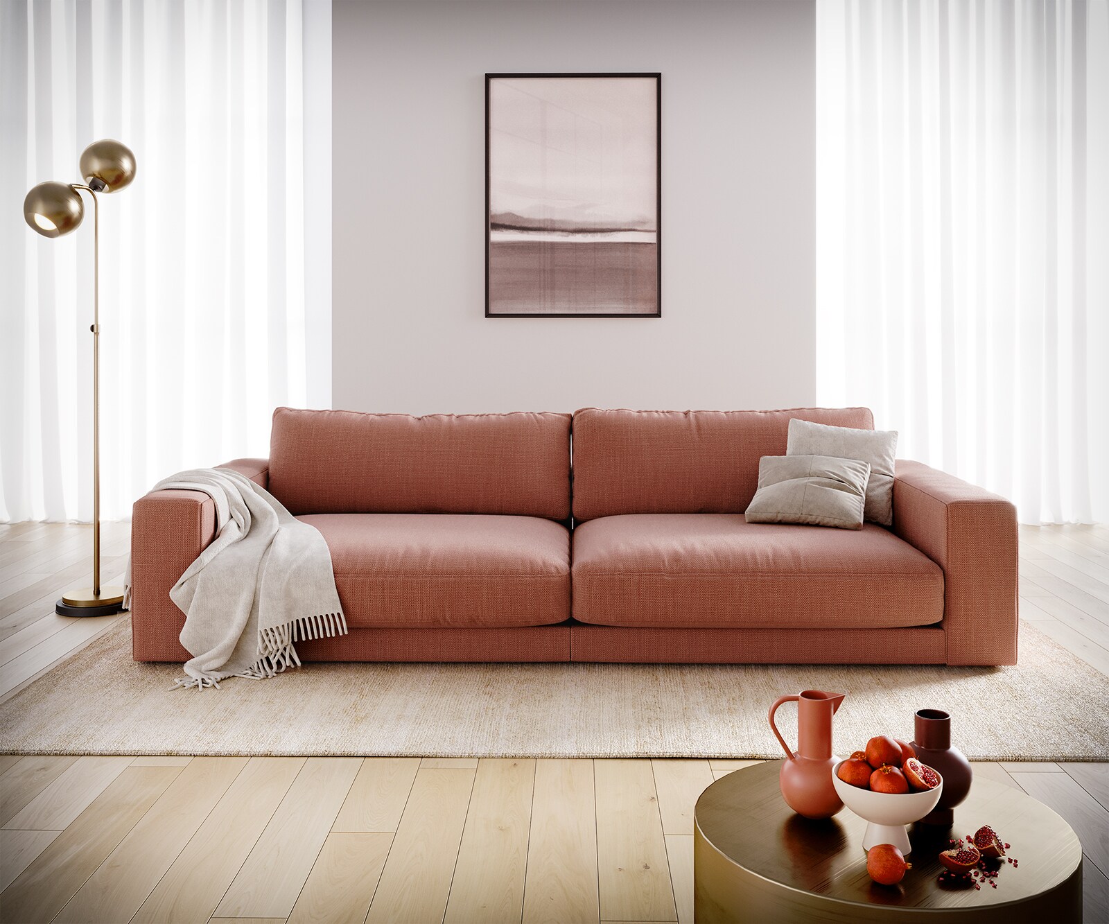 Big-Sofa Cubico 290x120 cm Flachgewebe Orange 1