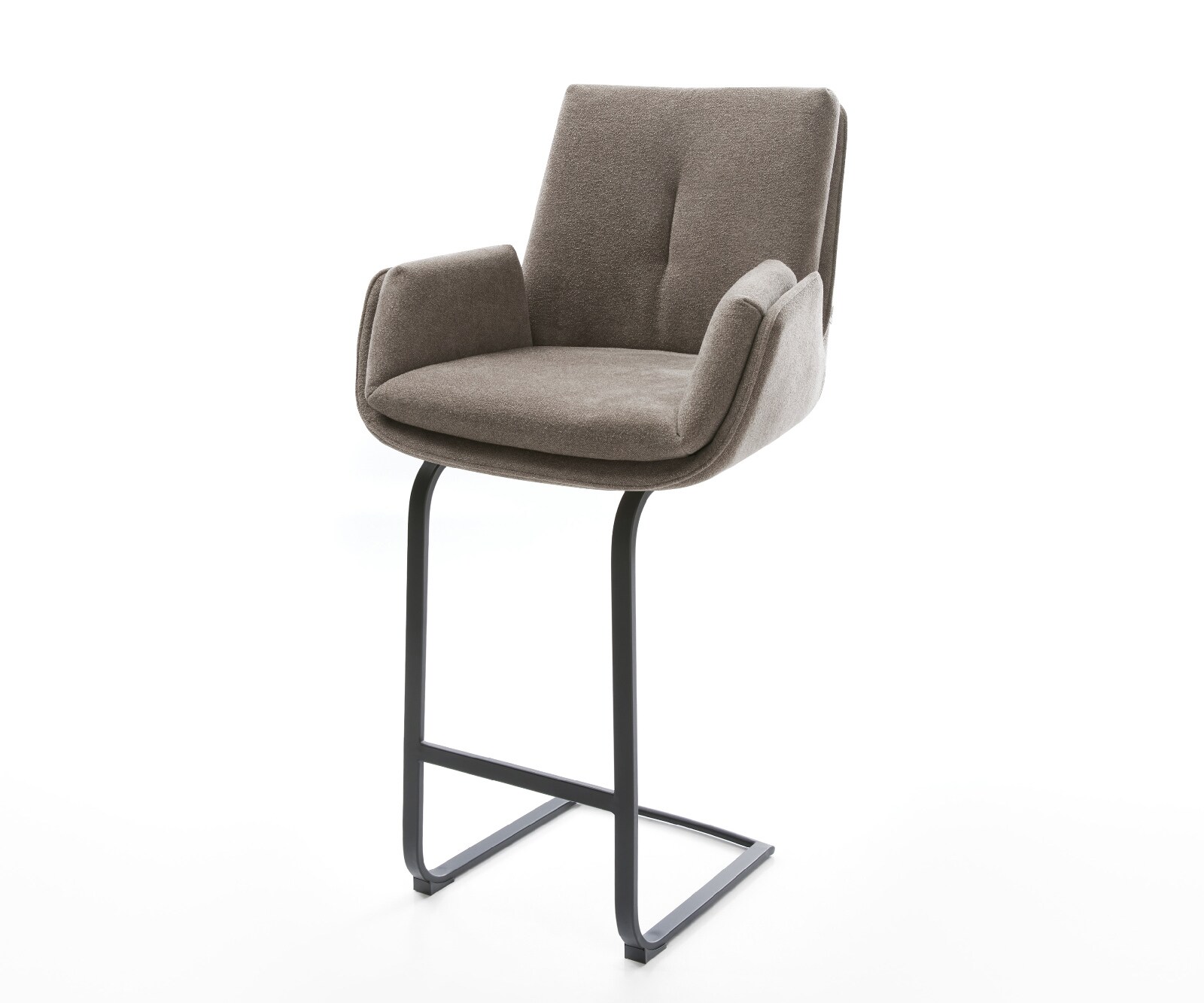 Barstuhl Clea-Flex Strukturstoff Soft Taupe Freischwinger Flach Metall Schwarz 1