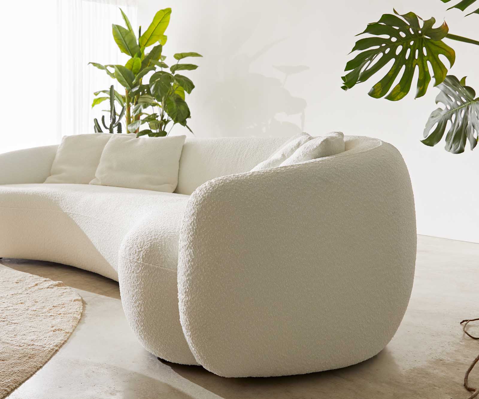 3-Sitzer Larna 260x120 cm Bouclé Creme-Weiß 5
