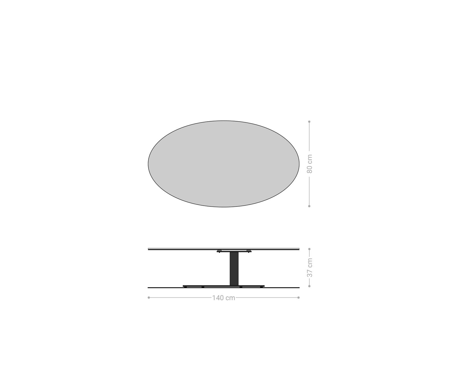 Couchtisch Edge Oval 140x80 cm Keramik Minas Melange Vibany Metall Effektfinish Titan 7