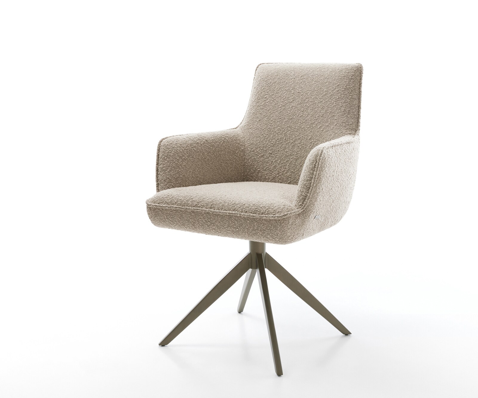 Drehstuhl Heira-Flex mit Armlehnen Bouclé Schlamm Kreuzgestell breit Effektfinish Titan 360° drehbar Wippfunktion Taschenfederkern