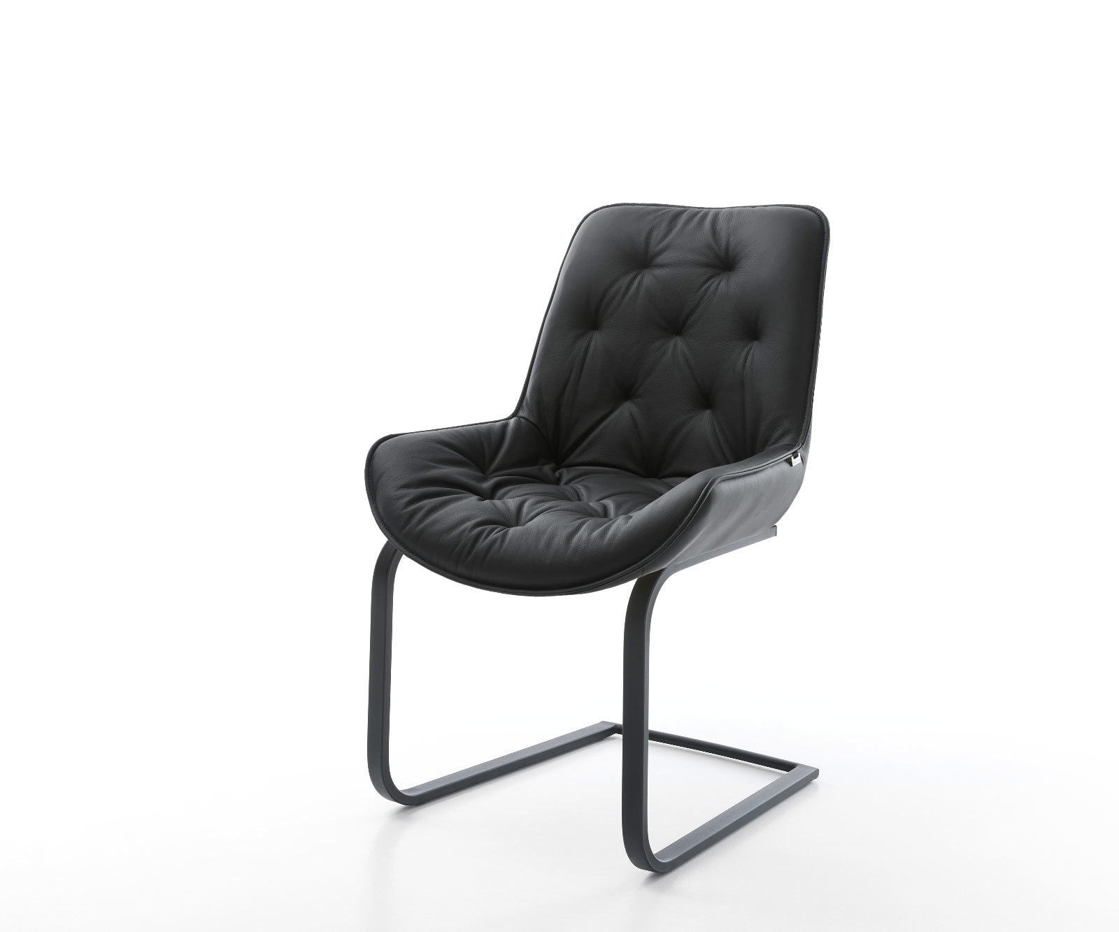 Freischwinger Taimi-Flex Echt-Leder Schwarz Freischwinger flach Schwarz günstig online kaufen