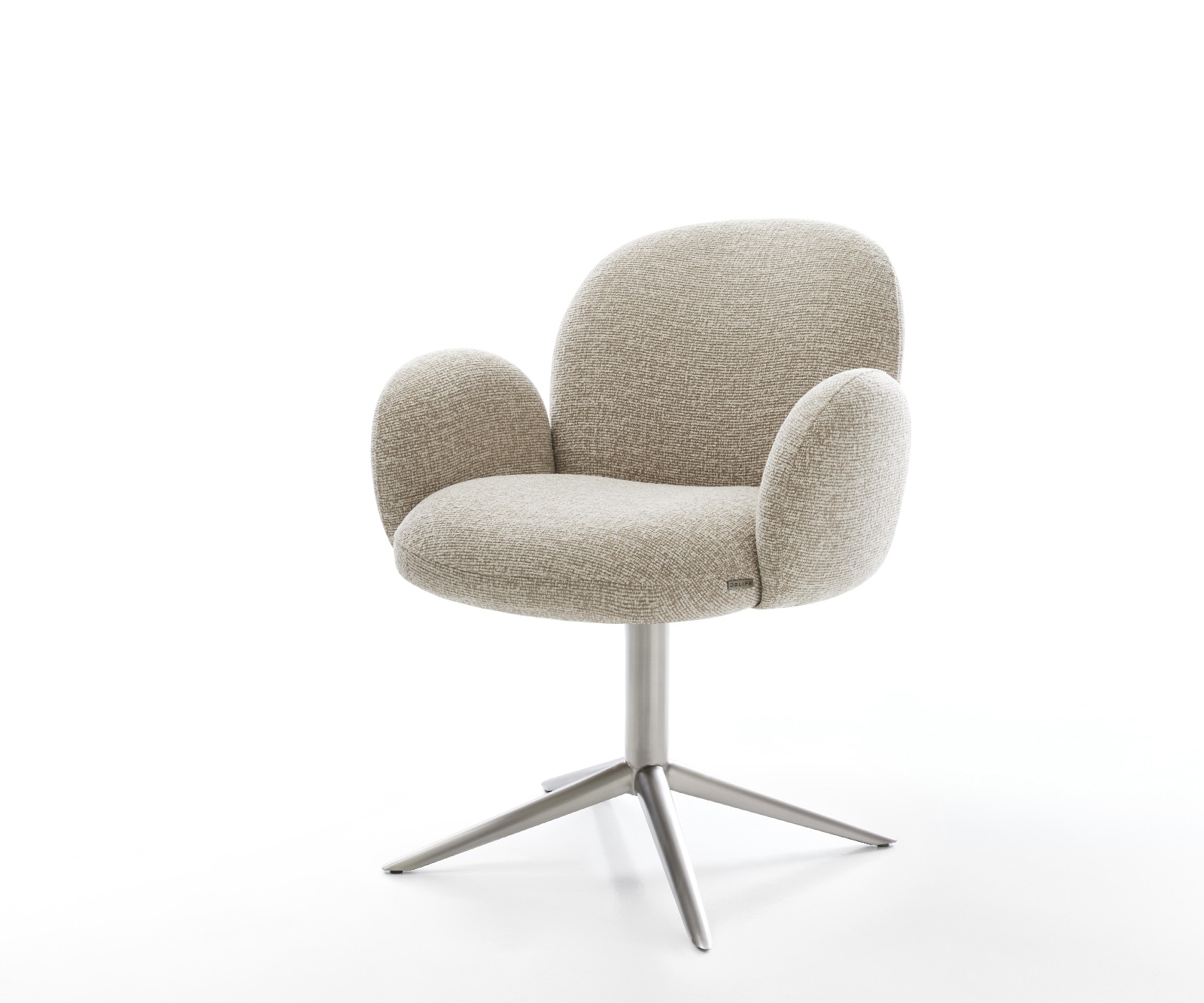 Drehstuhl Nube-Flex mit Armlehnen Webstoff Soft Beige Fußkreuz Edelstahl 360° drehbar Wippfunktion Taschenfederkern
