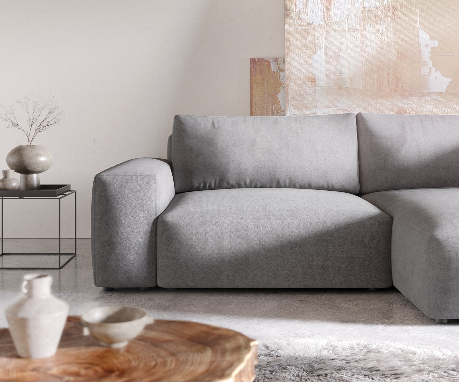 Ecksofa Lanzo XL 270x180 cm Mikrofaser Grau Recamiere variabel 4