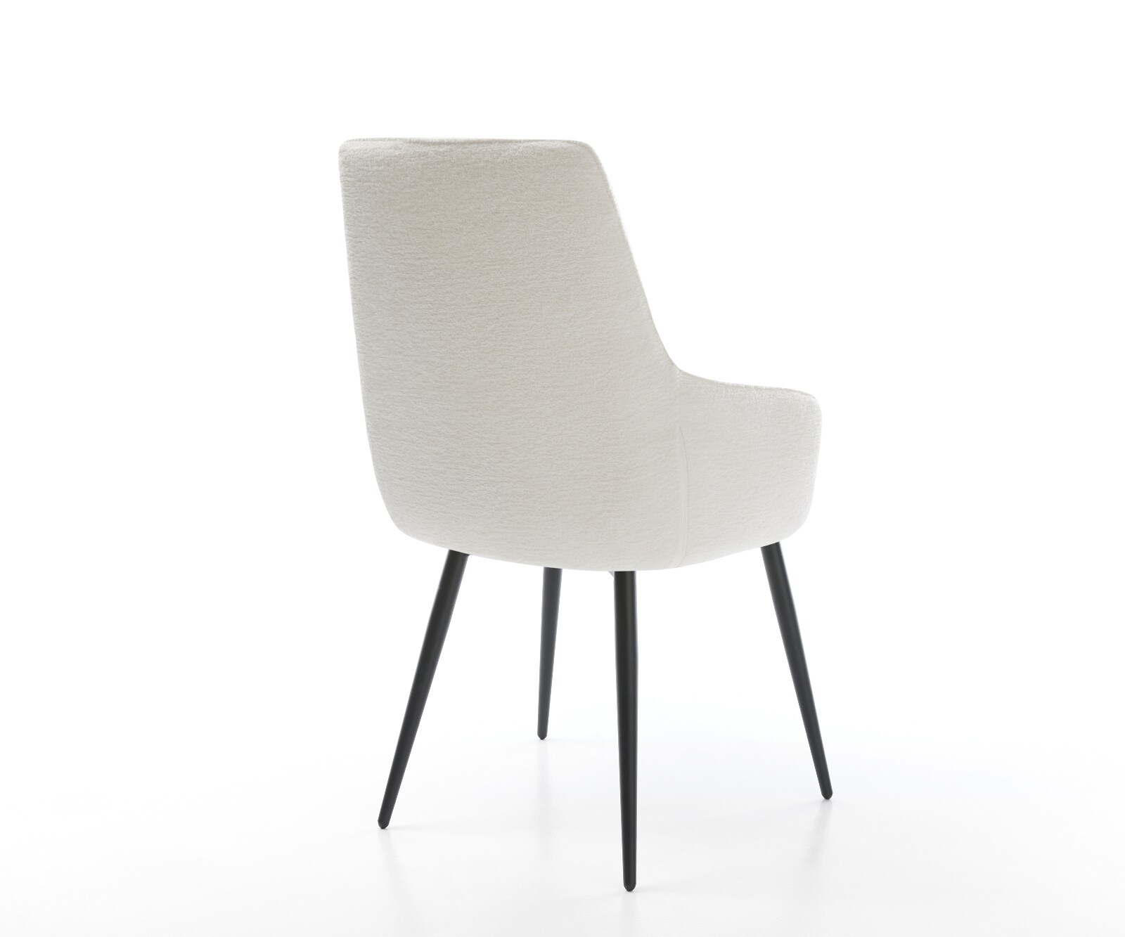 Esszimmerstuhl Zelia-Flex mit Armlehnen Bouclé Soft Beige 4-Fuß konisch Schwarz Taschenfederkern 4