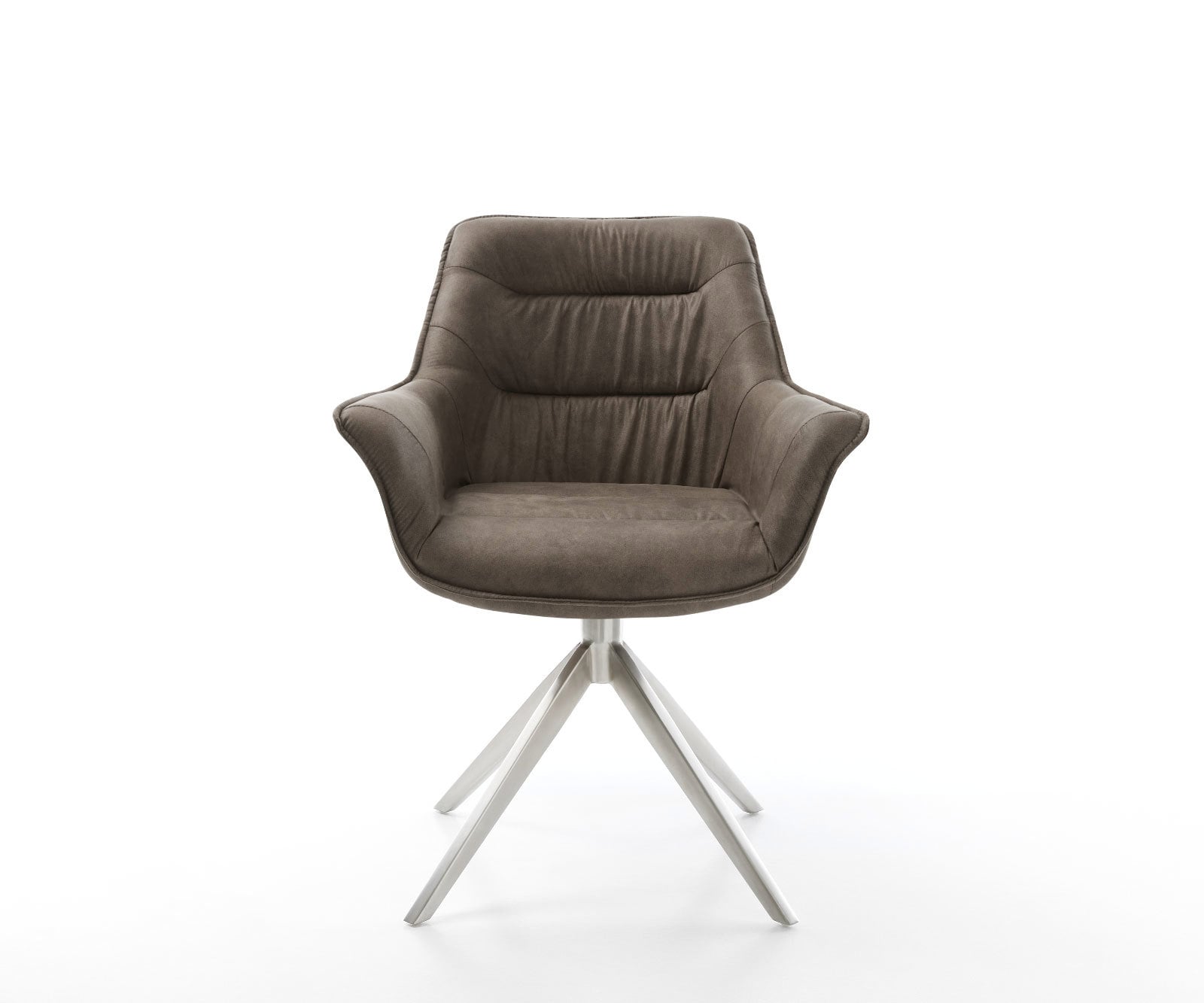 Drehstuhl Kaira-Flex Mikrofaser Taupe Vintage Kreuzgestell breit Edelstahl 360° drehbar Wippfunktion 2