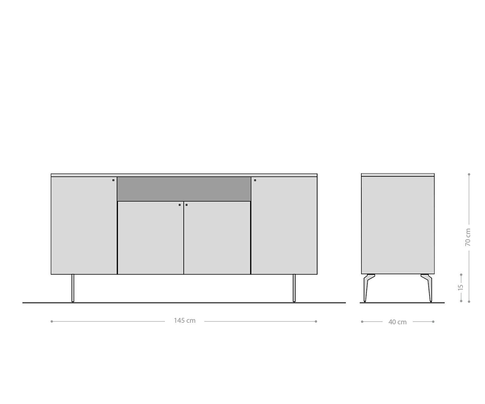 Sideboard Bahan 145 cm Mango Teak 4 Türen 1 Fach Marmorplatte weiss Winkelfuß Edelstahl 6