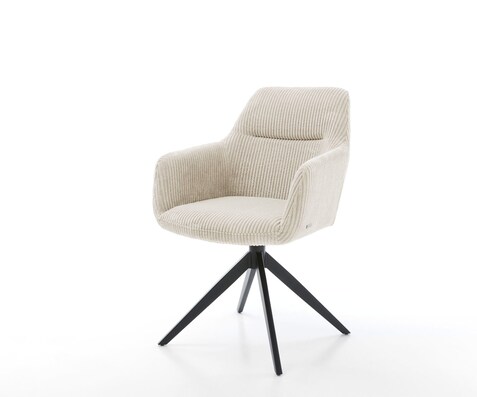Drehstuhl Pejo-Flex Cord Beige Kreuzgestell breit Schwarz 360° drehbar Wippfunktion Taschenfederkern