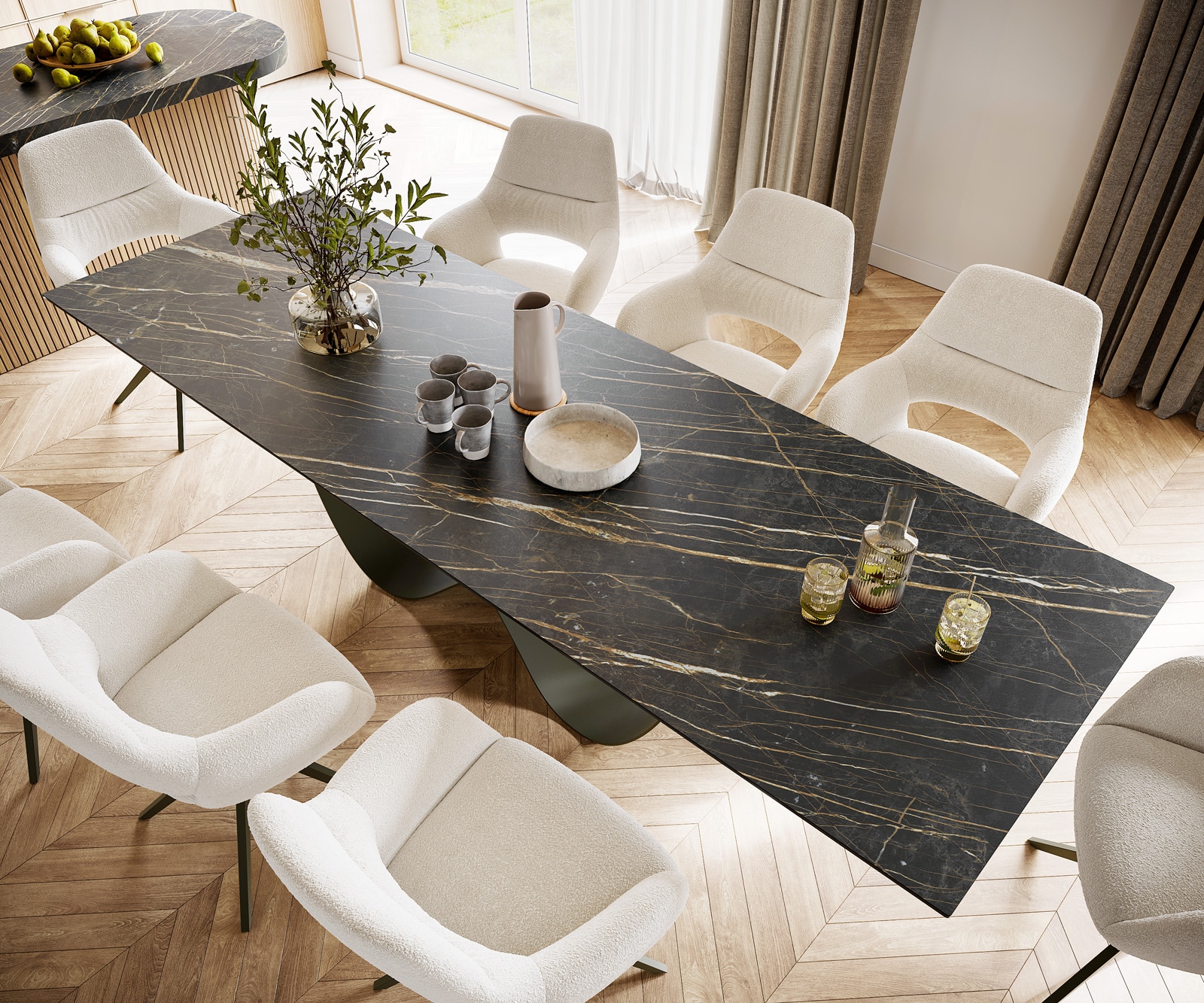 Esstisch Edge 300x100 Keramik Laminam® Noir Desir Braun Infinity Metall Effektfinish Titan 3 Esstisch Edge 300x100 Keramik Laminam® Noir Desir Braun Infinity Metall Effektfinish Titan 3