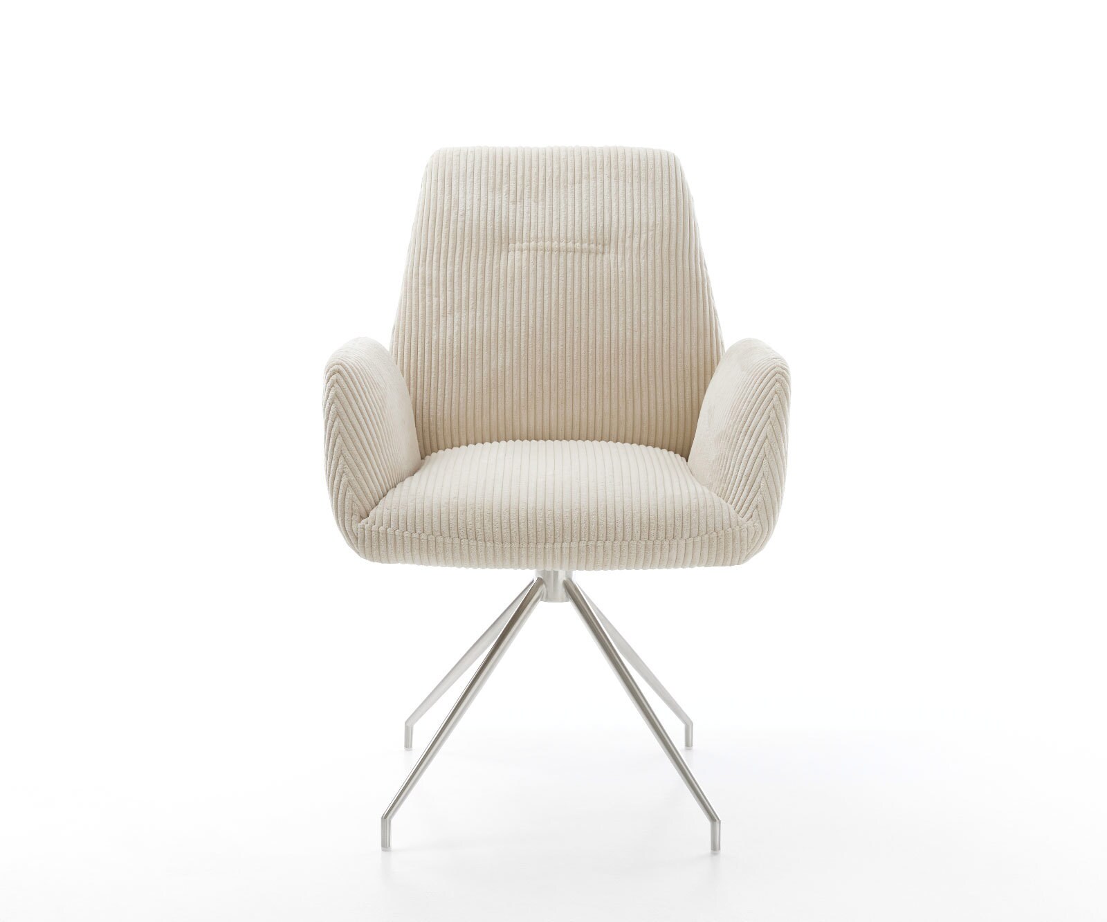 Esszimmerstuhl Zoa-Flex Cord Beige Kreuzgestell konisch Edelstahl Taschenfederkern 1