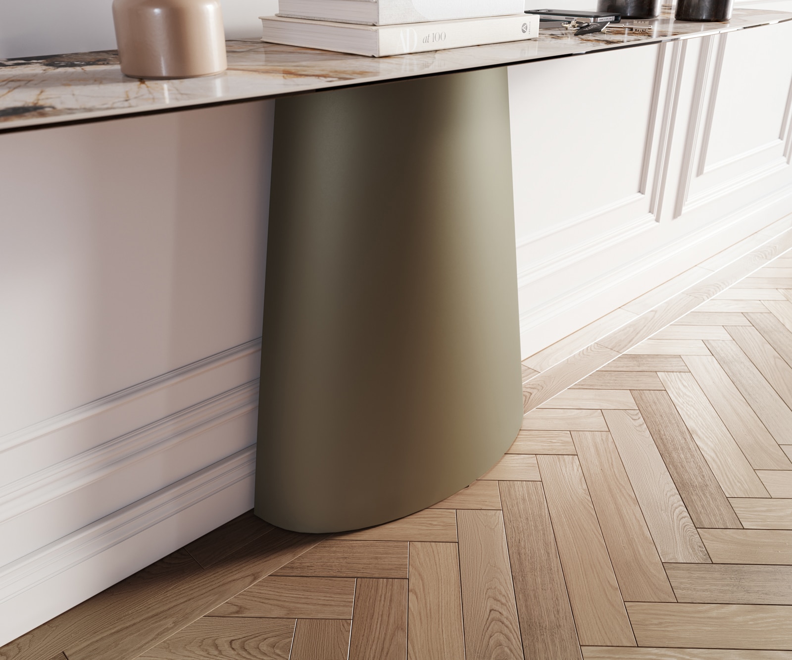 Konsolentisch Edge Boot 180x40 cm Keramik Patagonia Poliert Conos Metall Effektfinish Titan 6