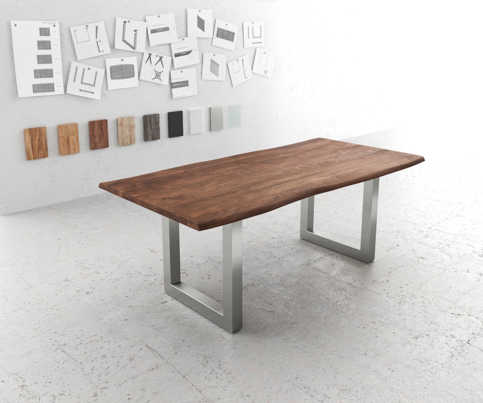 DELIFE Esstisch Edge, Akazie Braun 200x100 günstig online kaufen