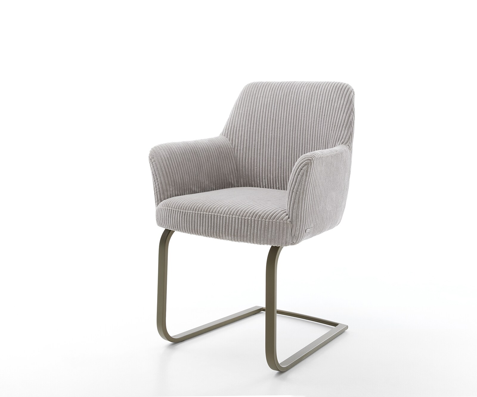 Freischwinger Xana-Flex mit Armlehnen Cord Silbergrau Freischwinger flach Effektfinish Titan Taschenfederkern